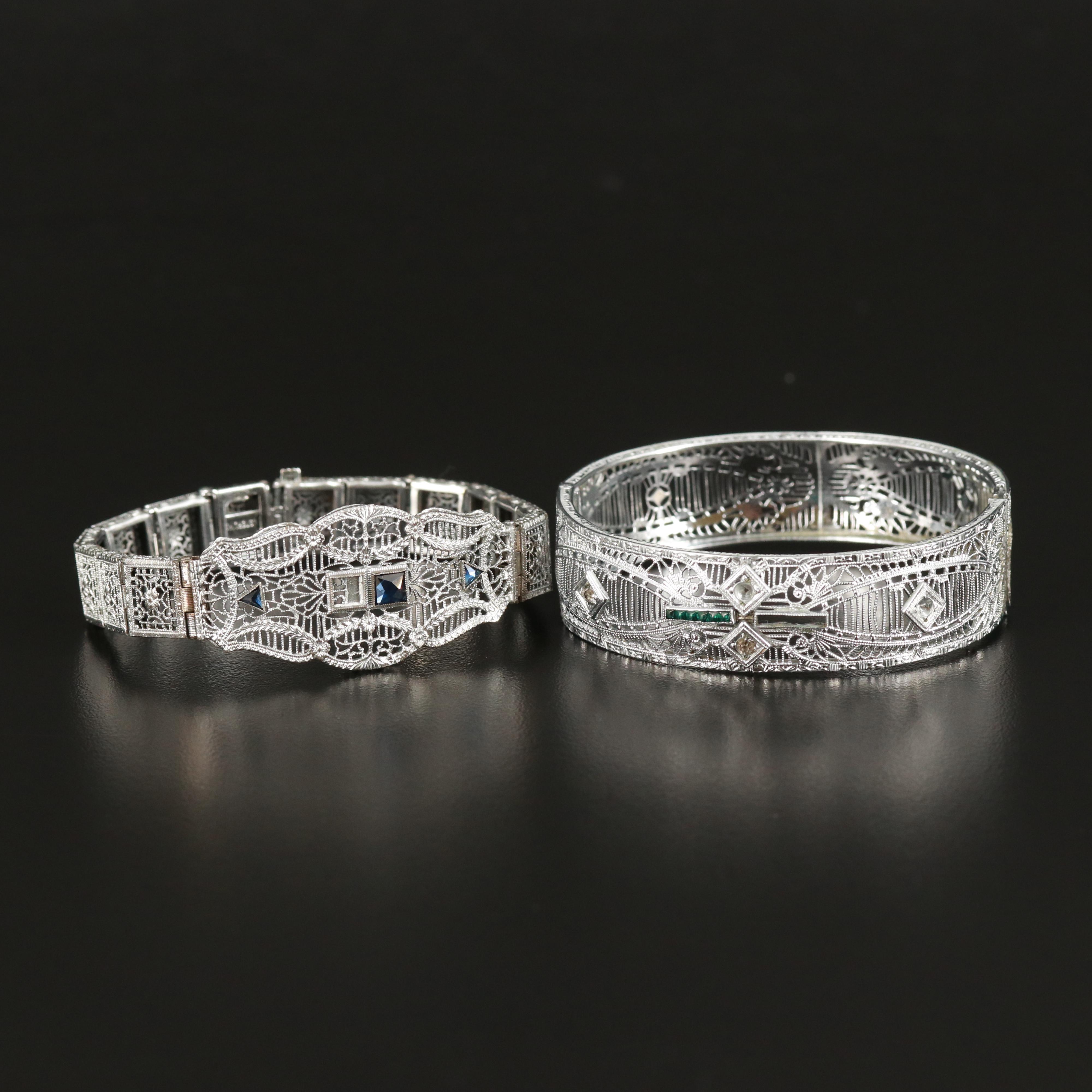 Art Deco Sterling Bracelet and Hinged Bangle