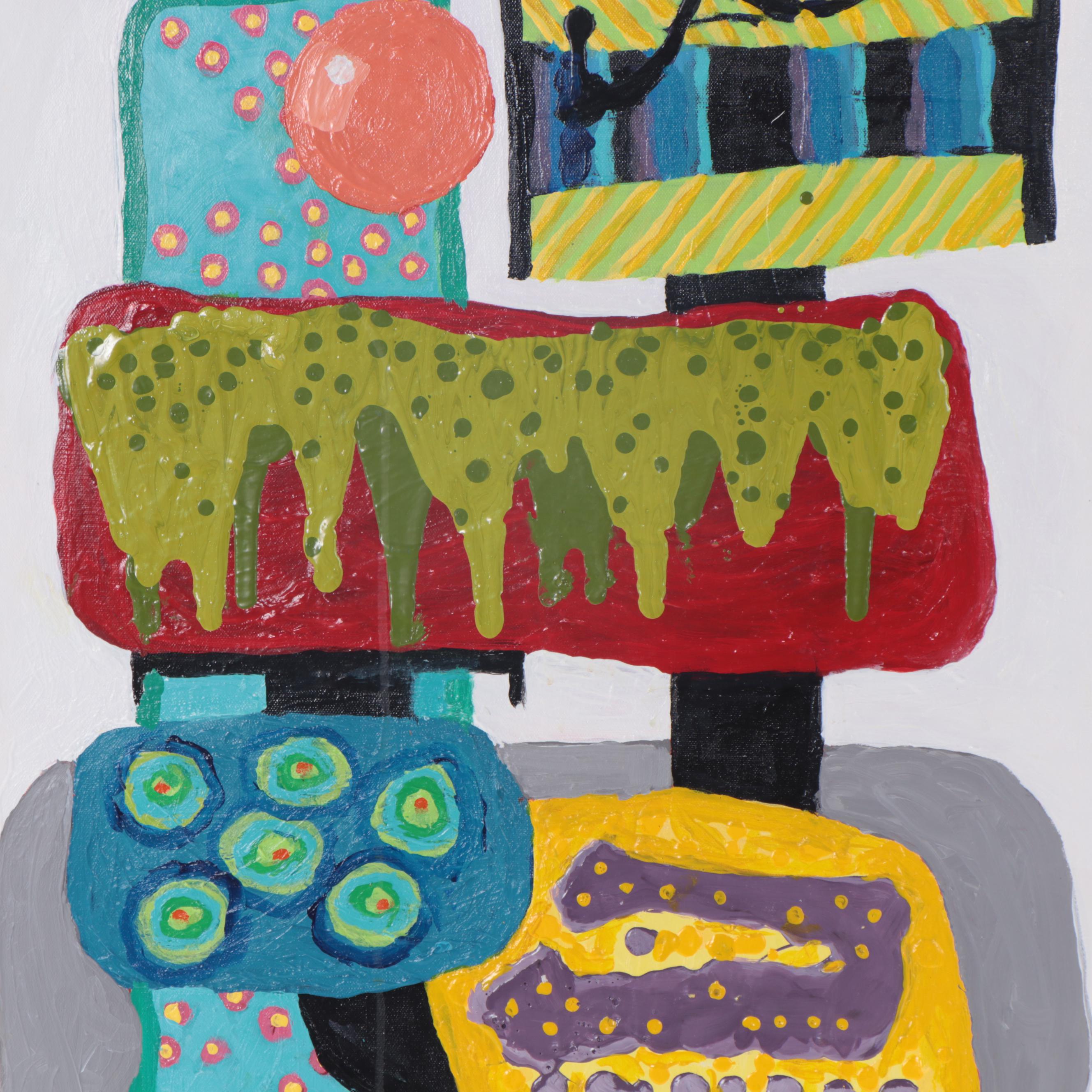 Jeffrey Scott Lewis Abstract Mixed Media Painting, 21st Century