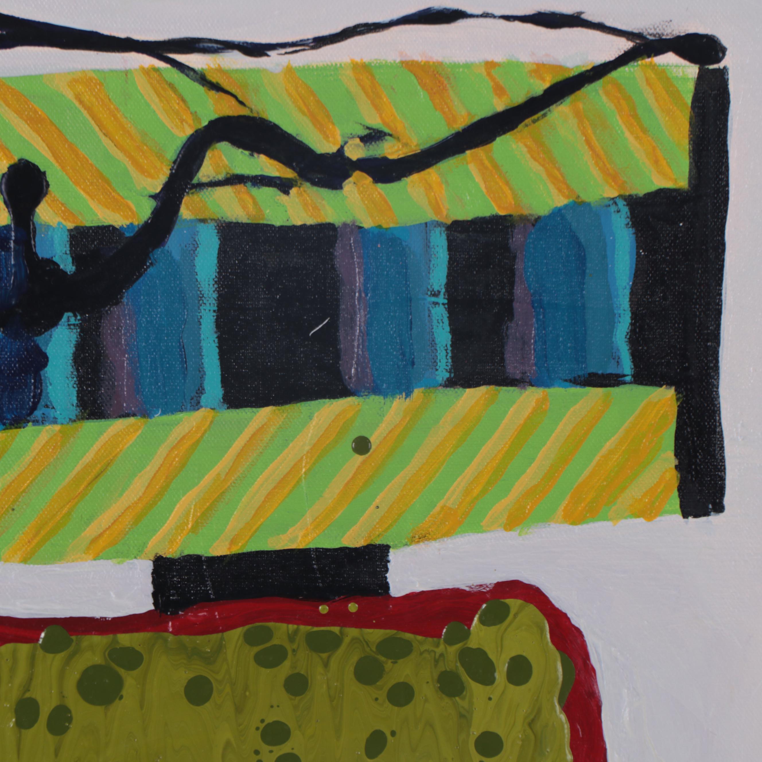 Jeffrey Scott Lewis Abstract Mixed Media Painting, 21st Century