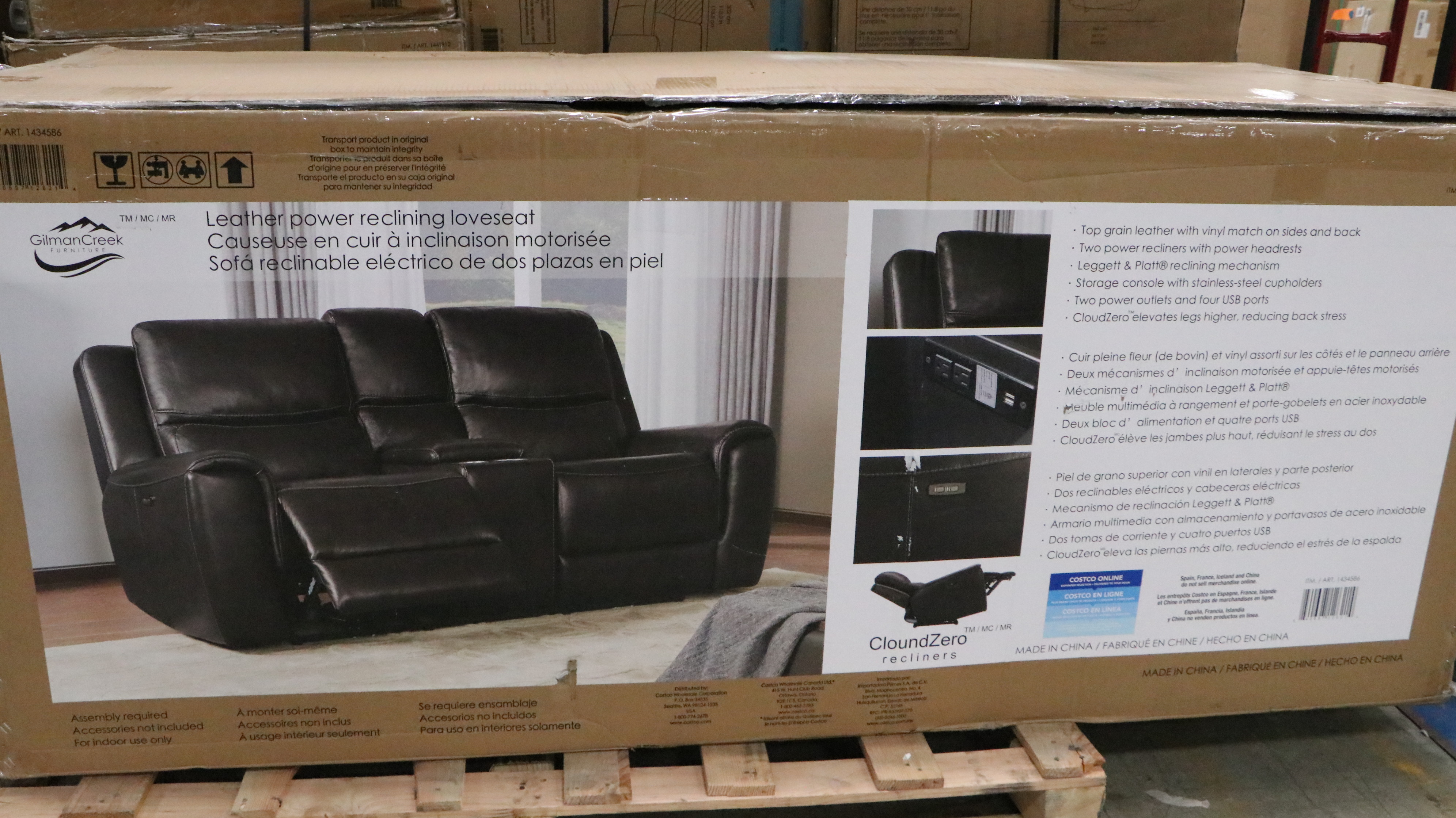 Gilman Creek "Carey" Leather Power Reclining Loveseat with Power Headrests