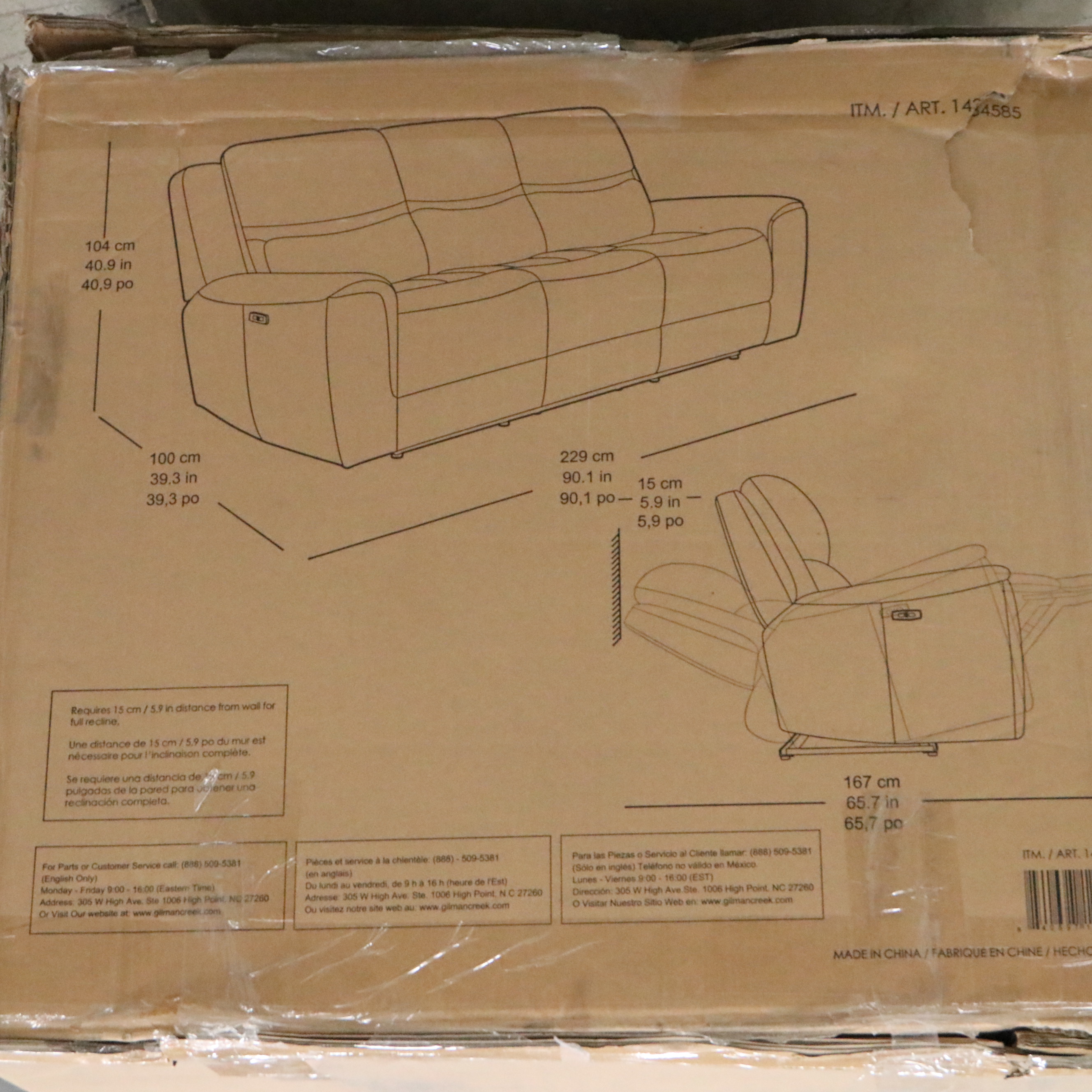 Gilman Creek "Carey" Leather Power Reclining Sofa with Power Headrests