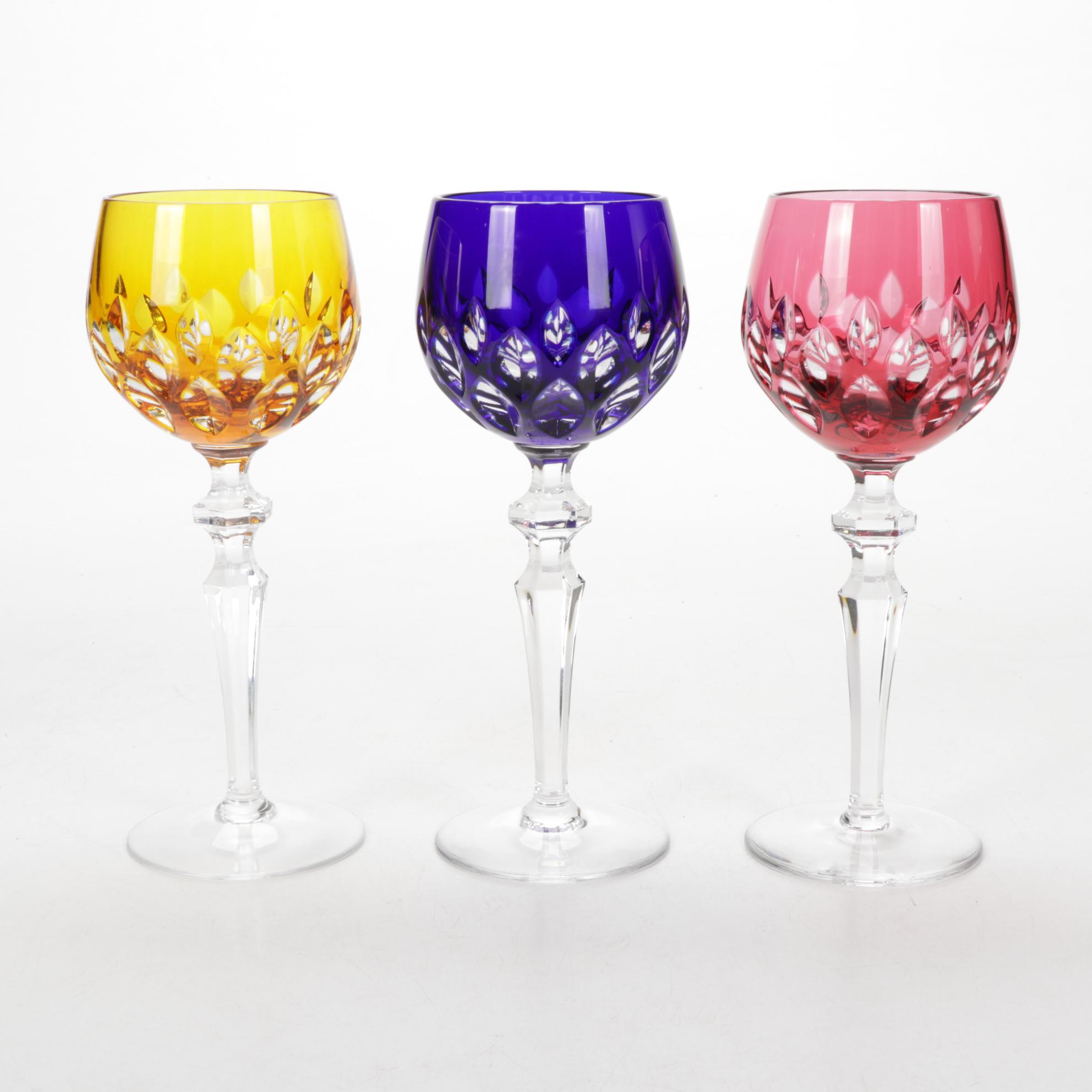 Joska Wald Glashutte German Crystal Bohemian Wine Glasses, Late 20th Century