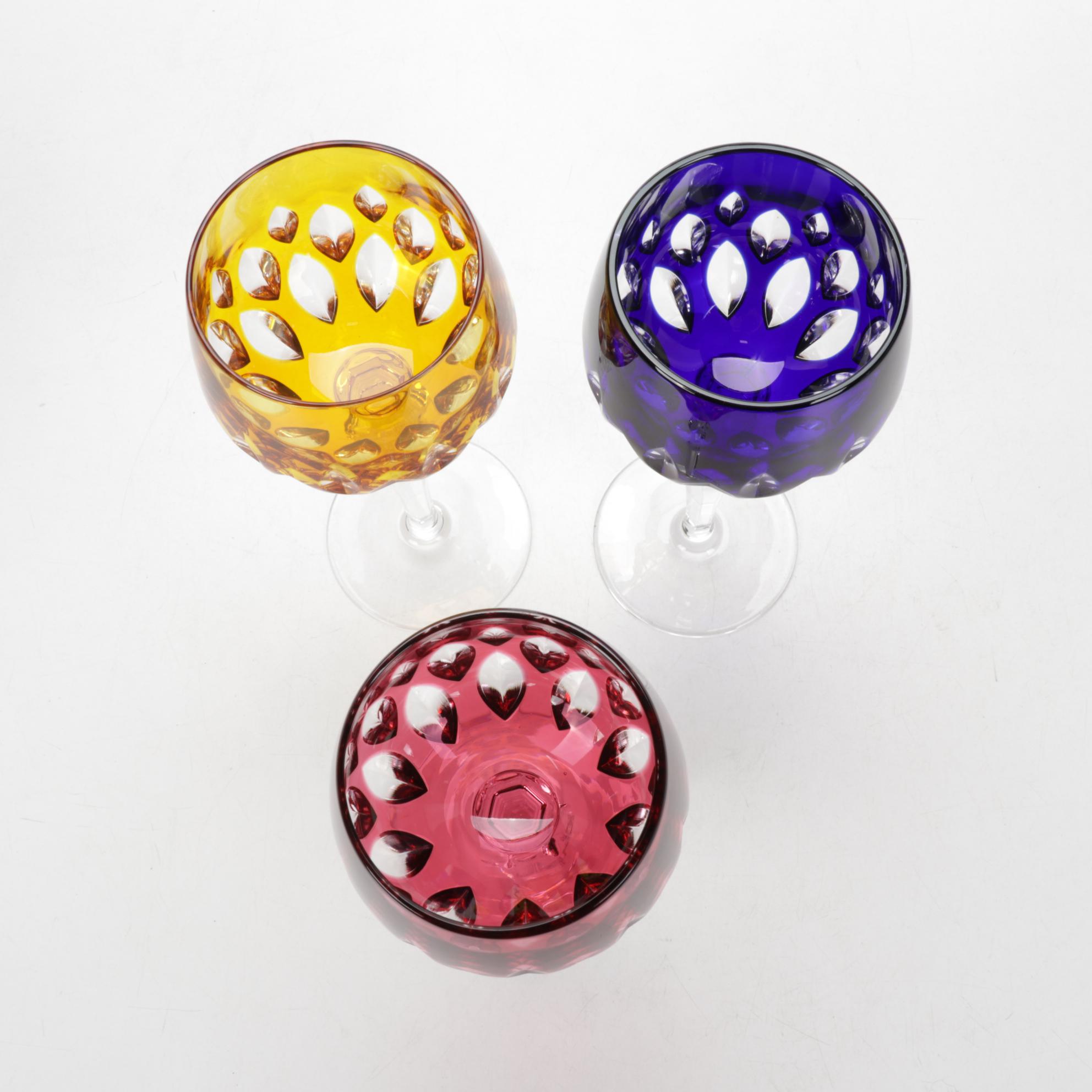 Joska Wald Glashutte German Crystal Bohemian Wine Glasses, Late 20th Century