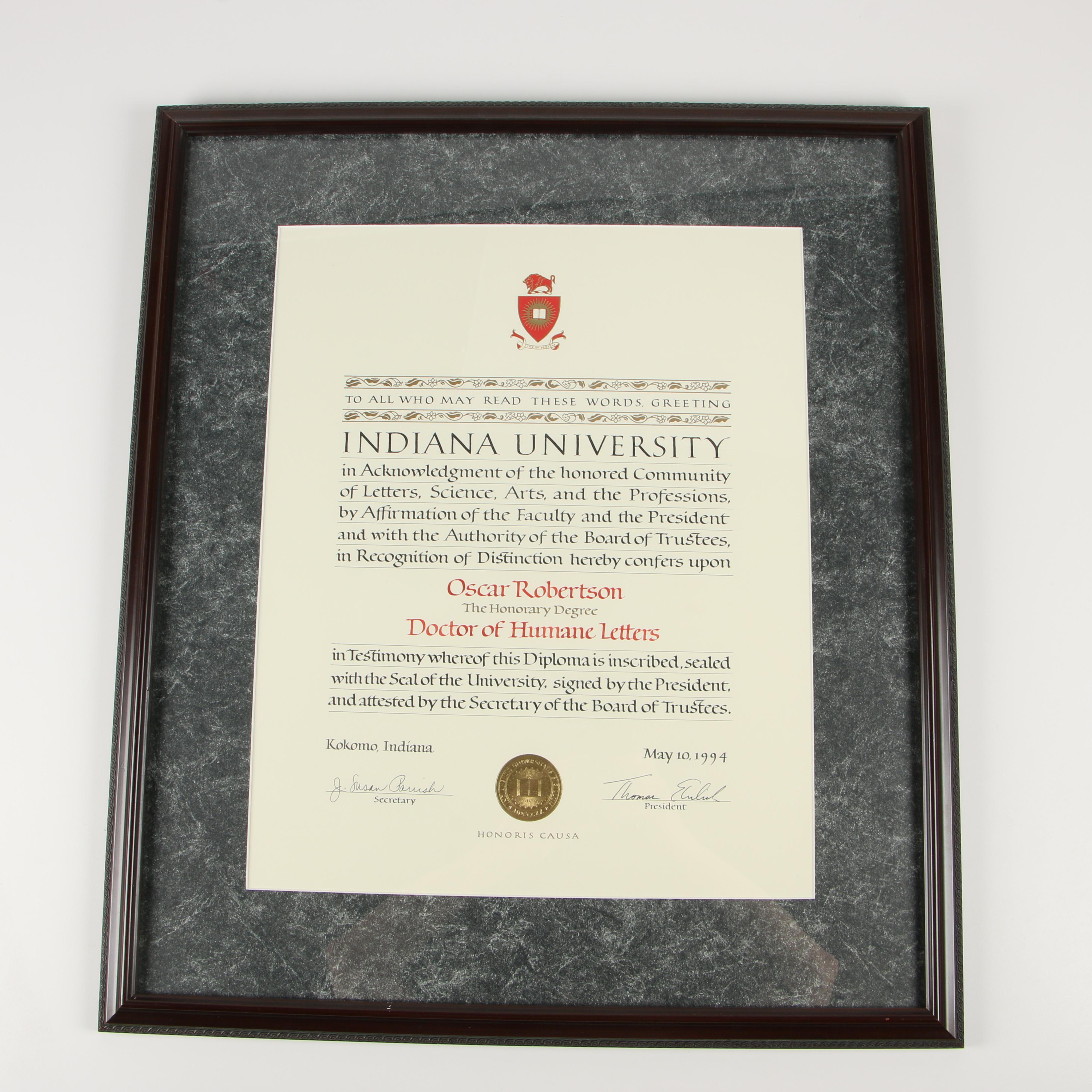 Indiana University at Kokomo Honorary Doctorate of Humane Letters and Album