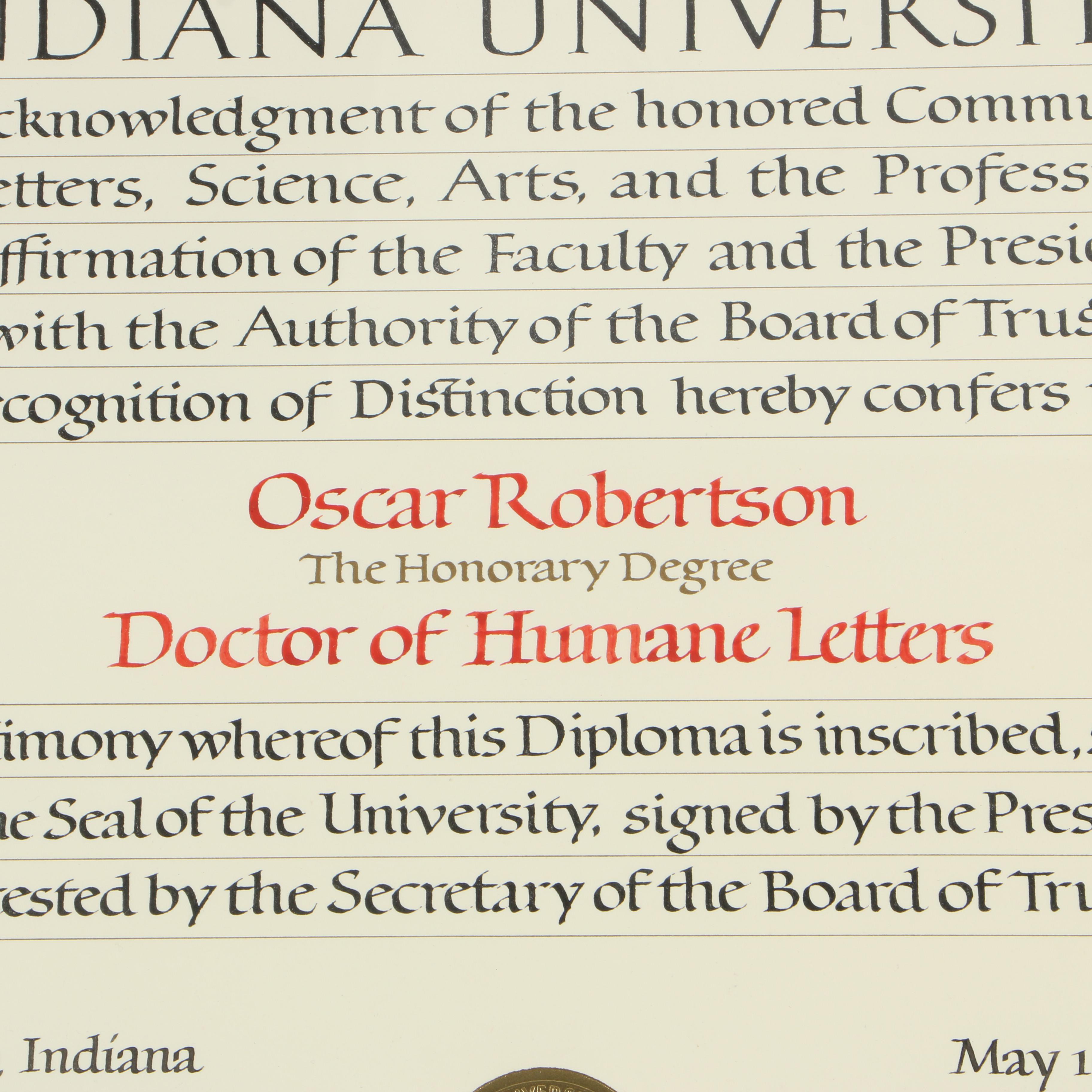 Indiana University at Kokomo Honorary Doctorate of Humane Letters and Album