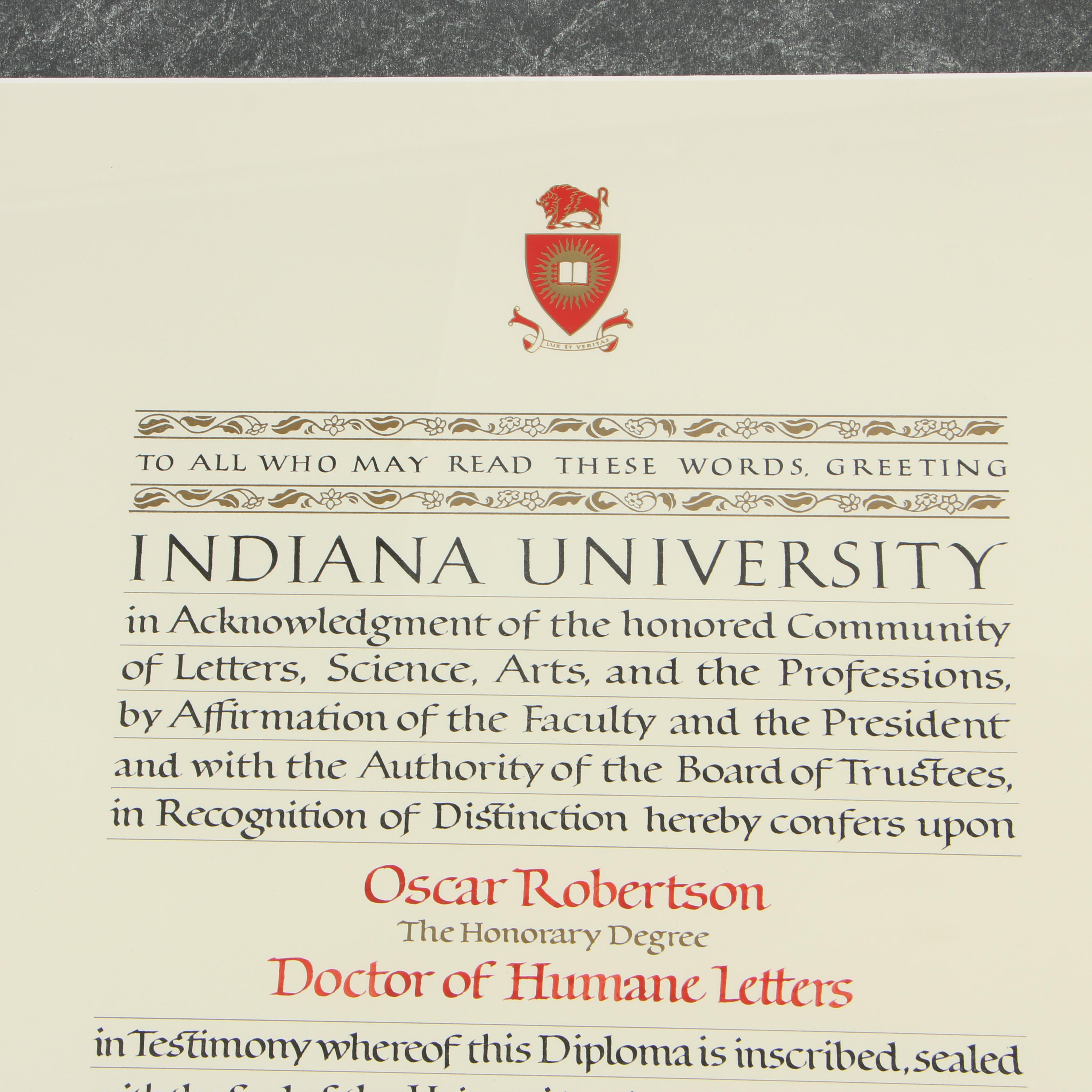 Indiana University at Kokomo Honorary Doctorate of Humane Letters and Album