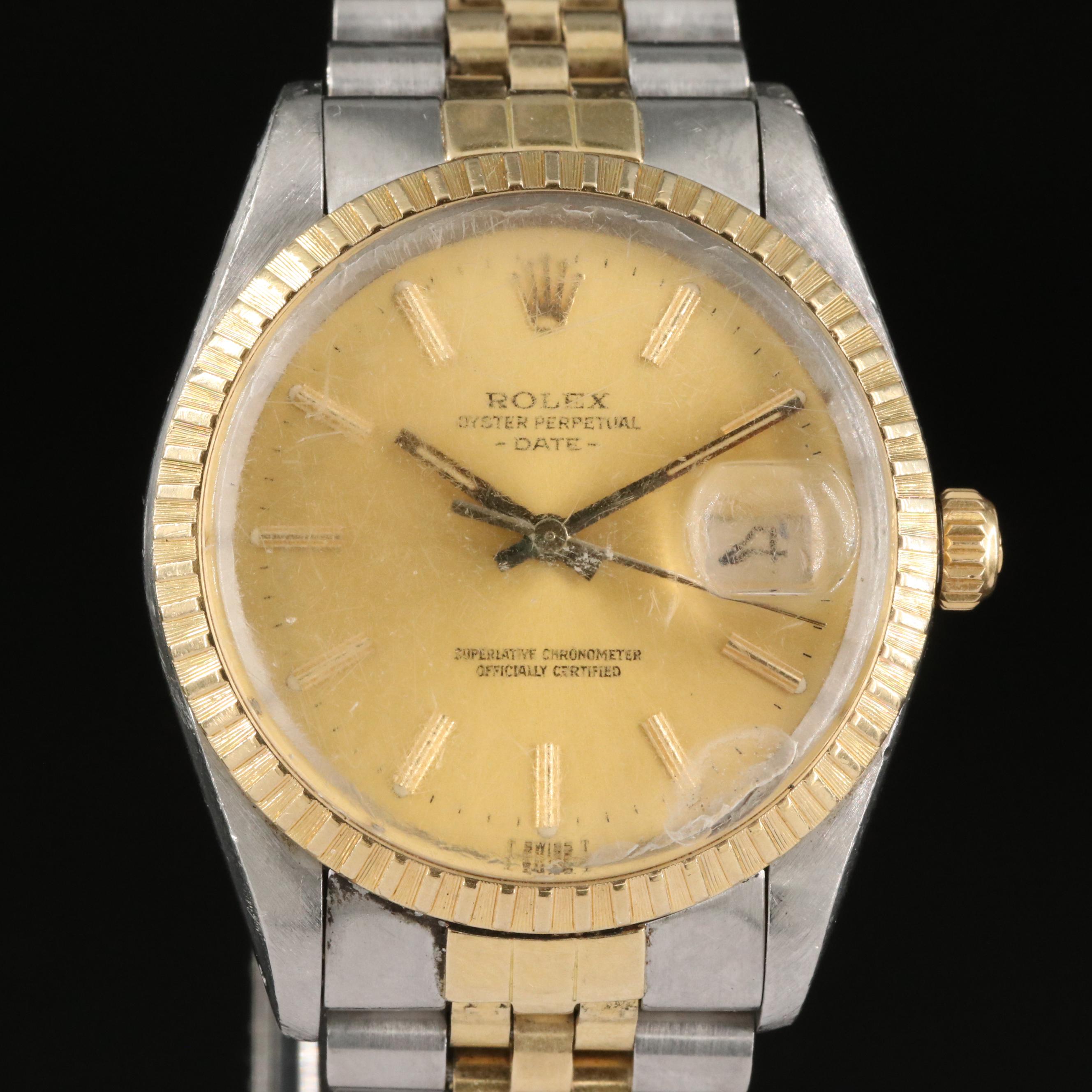 1976 Rolex Oyster Perpetual Date 14K and Stainless Steel Watch
