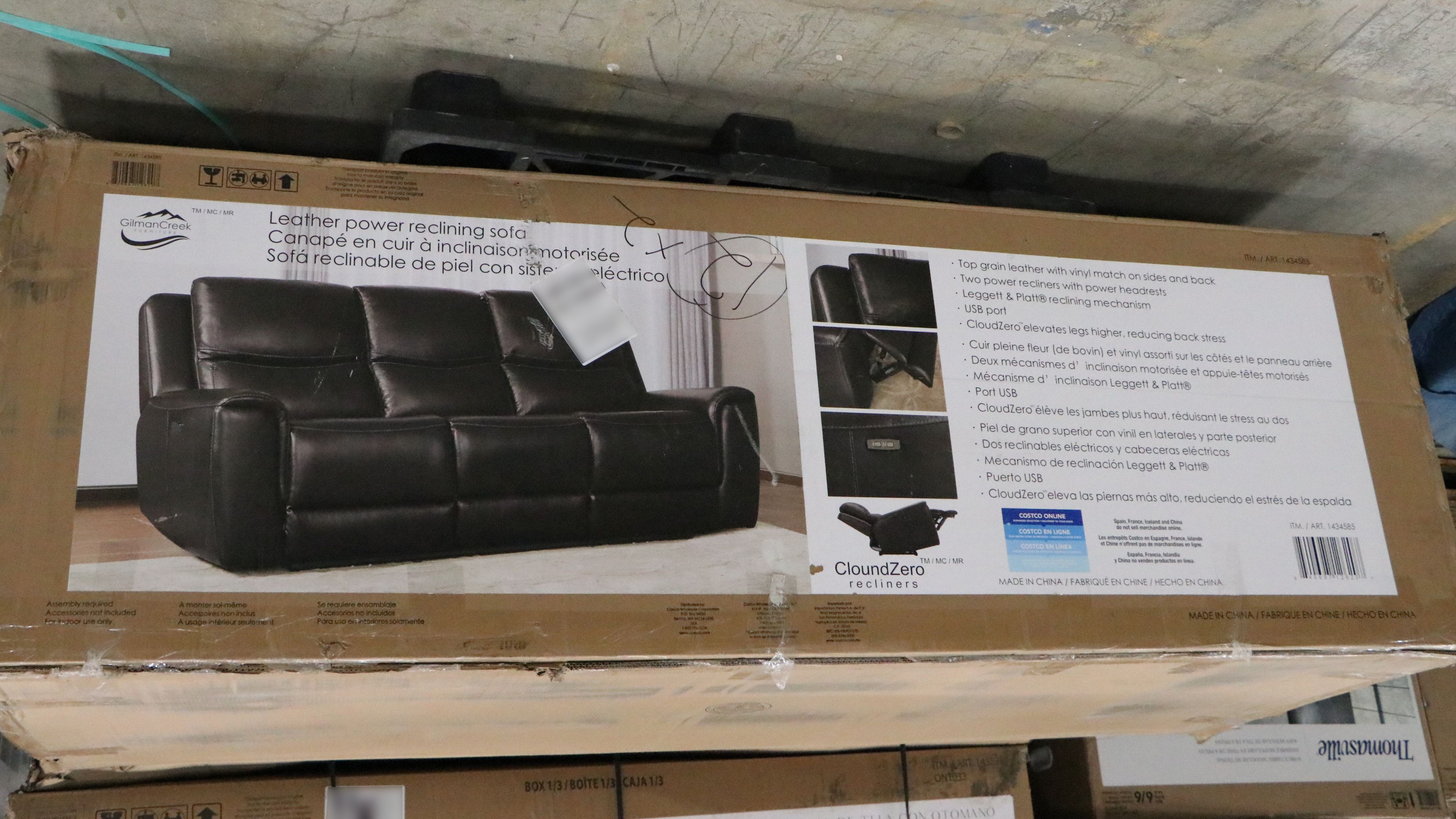 Gilman Creek "Carey" Leather Power Reclining Sofa with Power Headrests