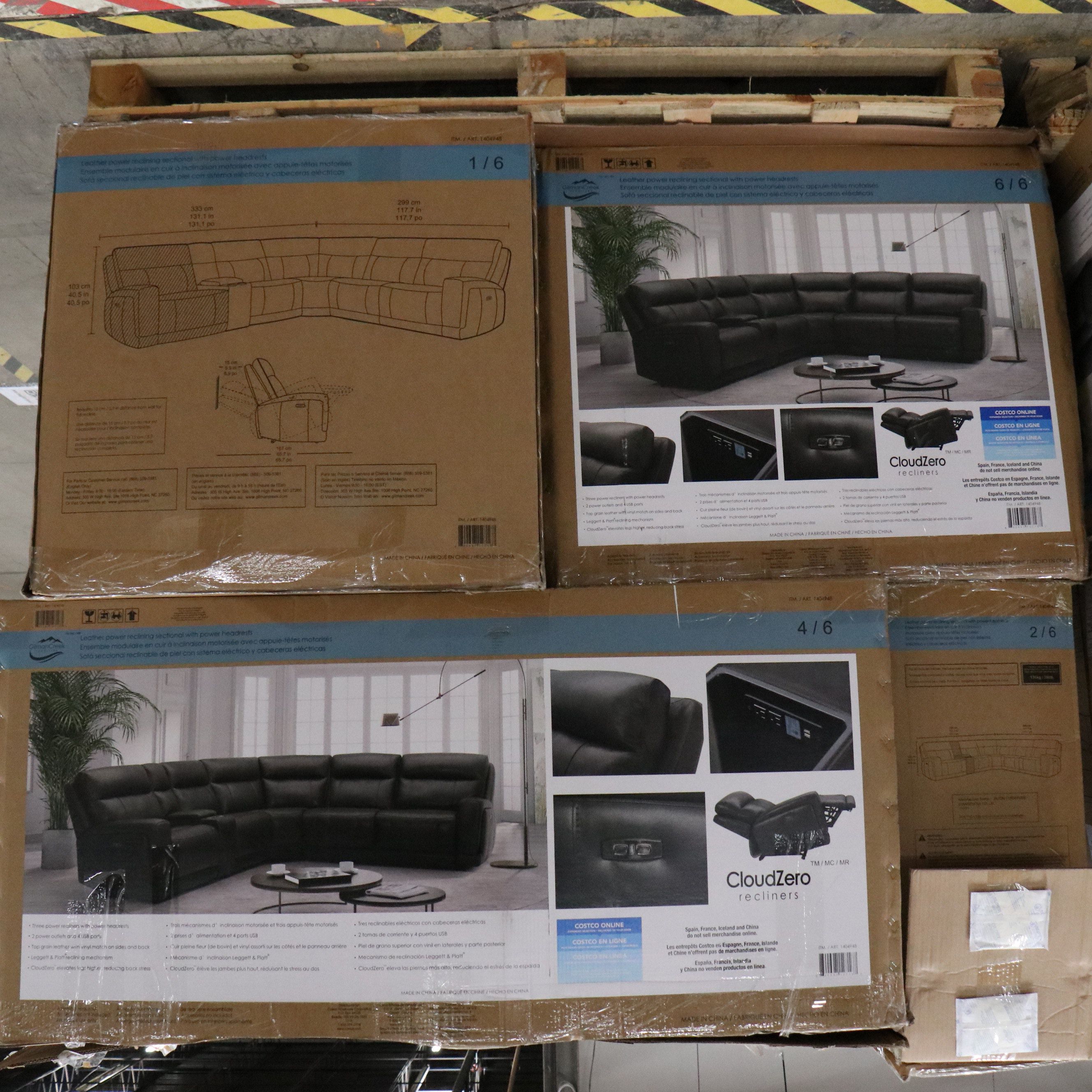 Gilman Creek "Lauretta" 6-Piece Grey Leather Power Reclining Sectional