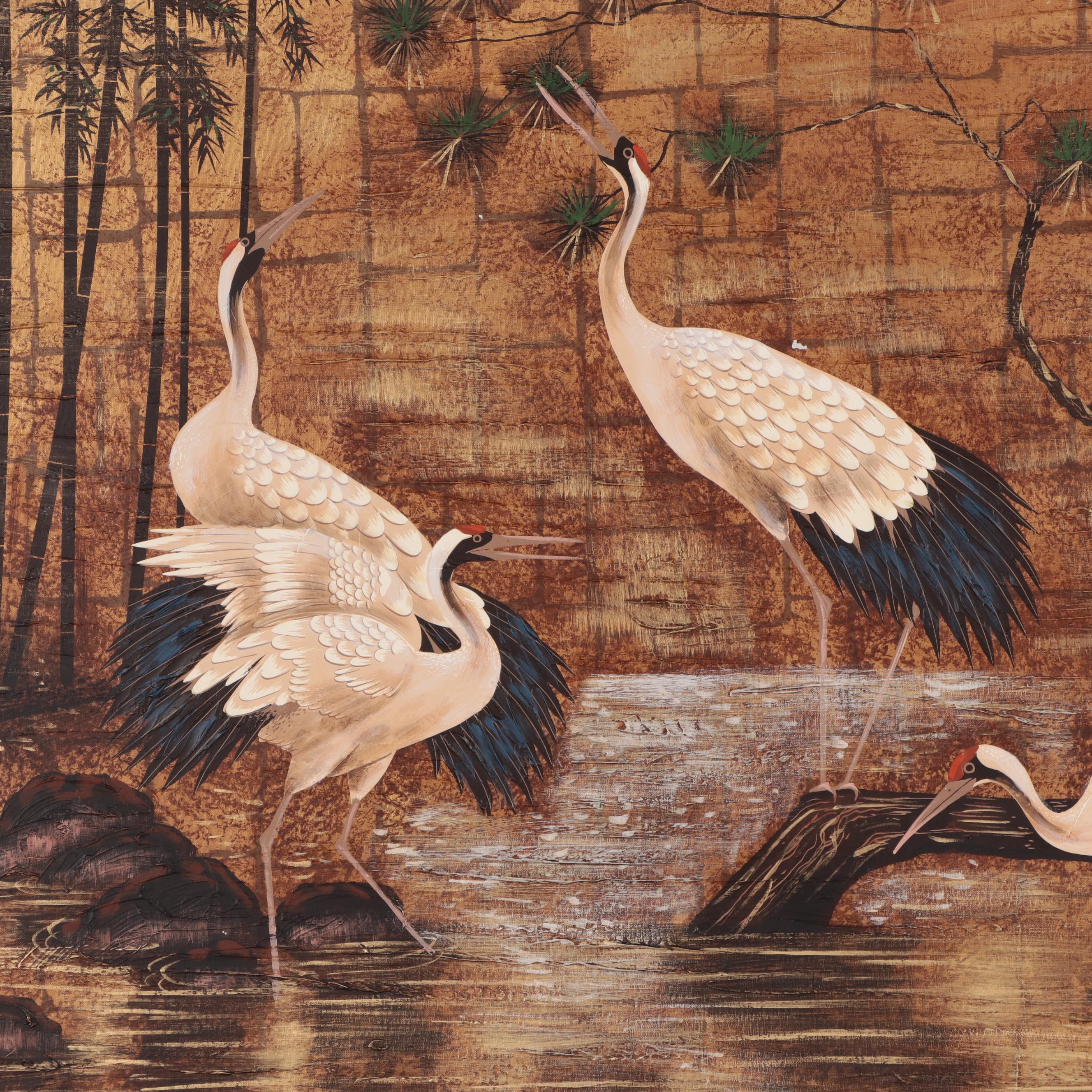 B. Joseph Acrylic Painting of Cranes