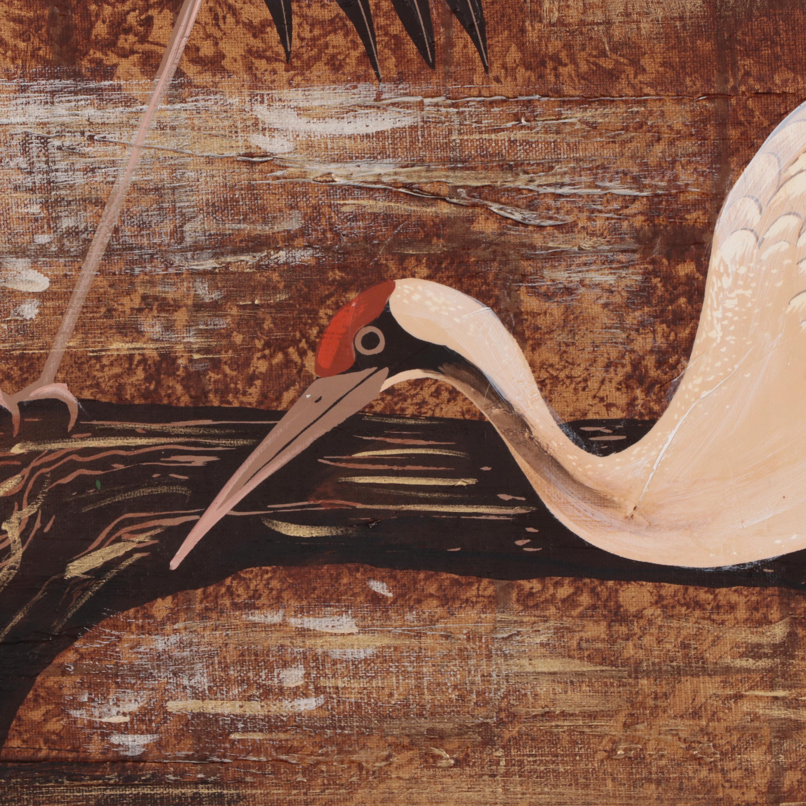 B. Joseph Acrylic Painting of Cranes