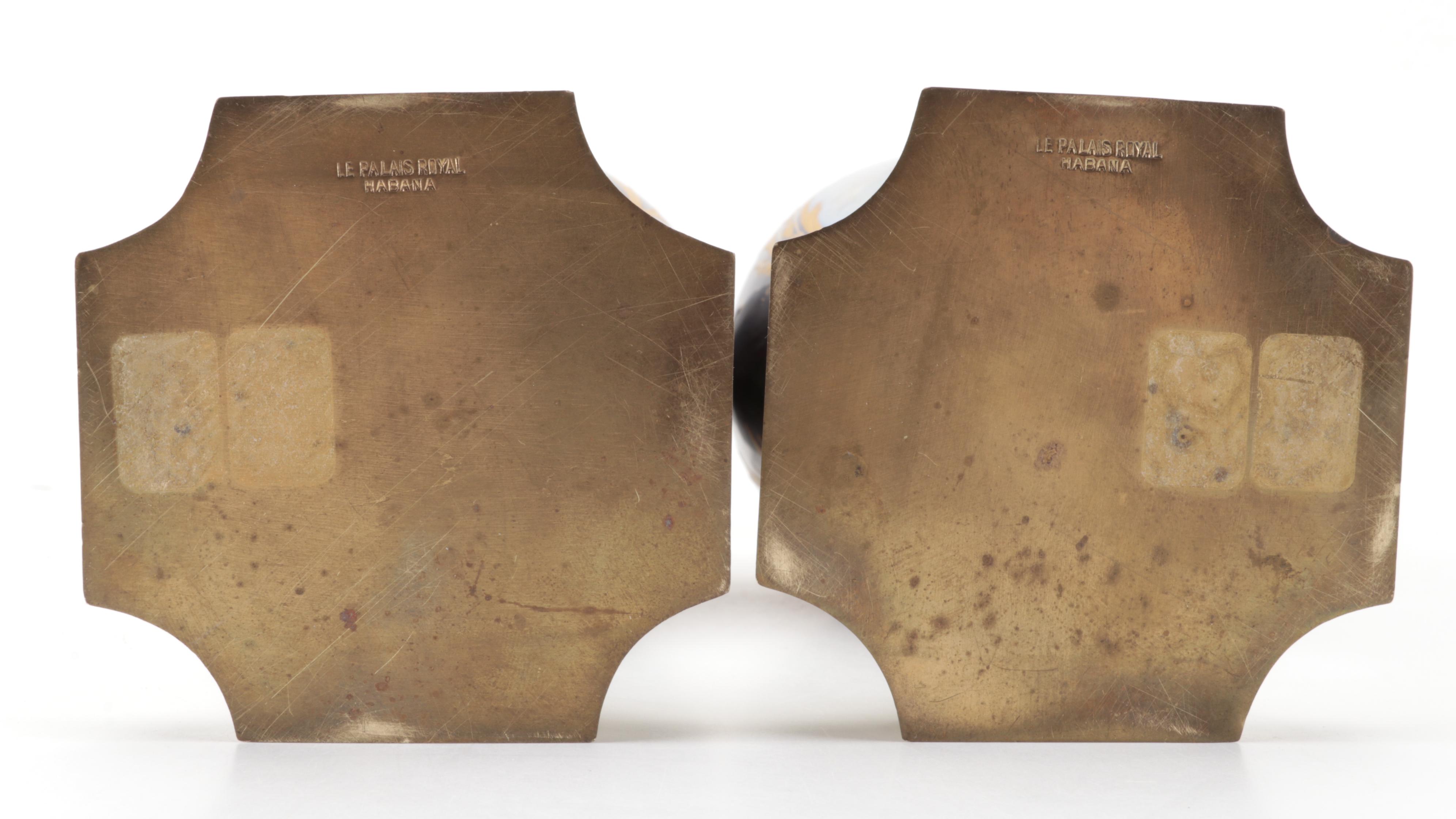 Sèvres Style Porcelain and Champleve Enamel Vases, Late 19th Century