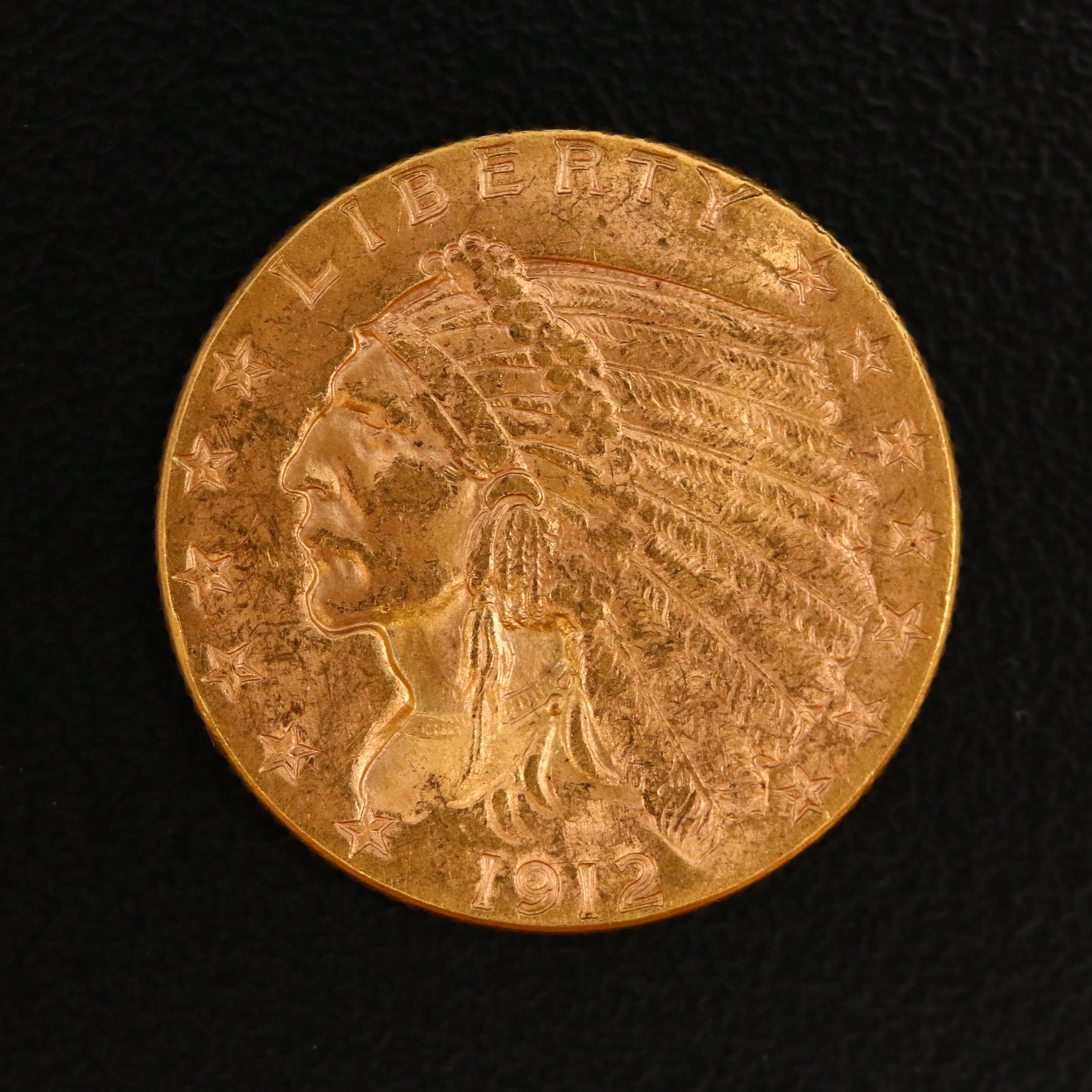 1912 Indian Head $2 1/2 Gold Coin