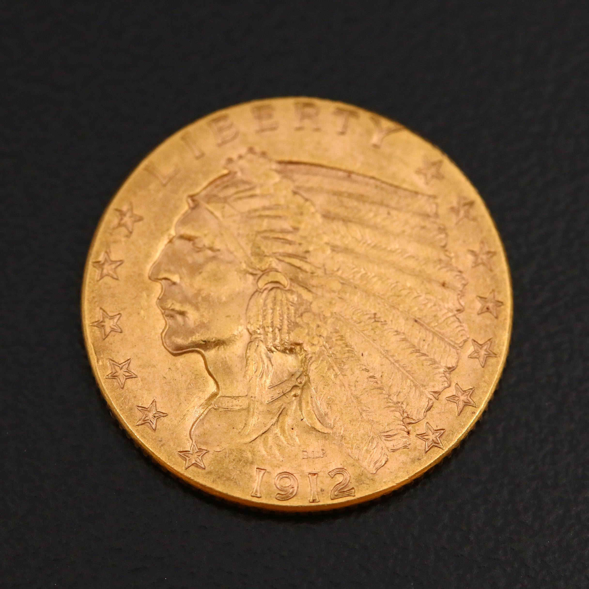 1912 Indian Head $2 1/2 Gold Coin