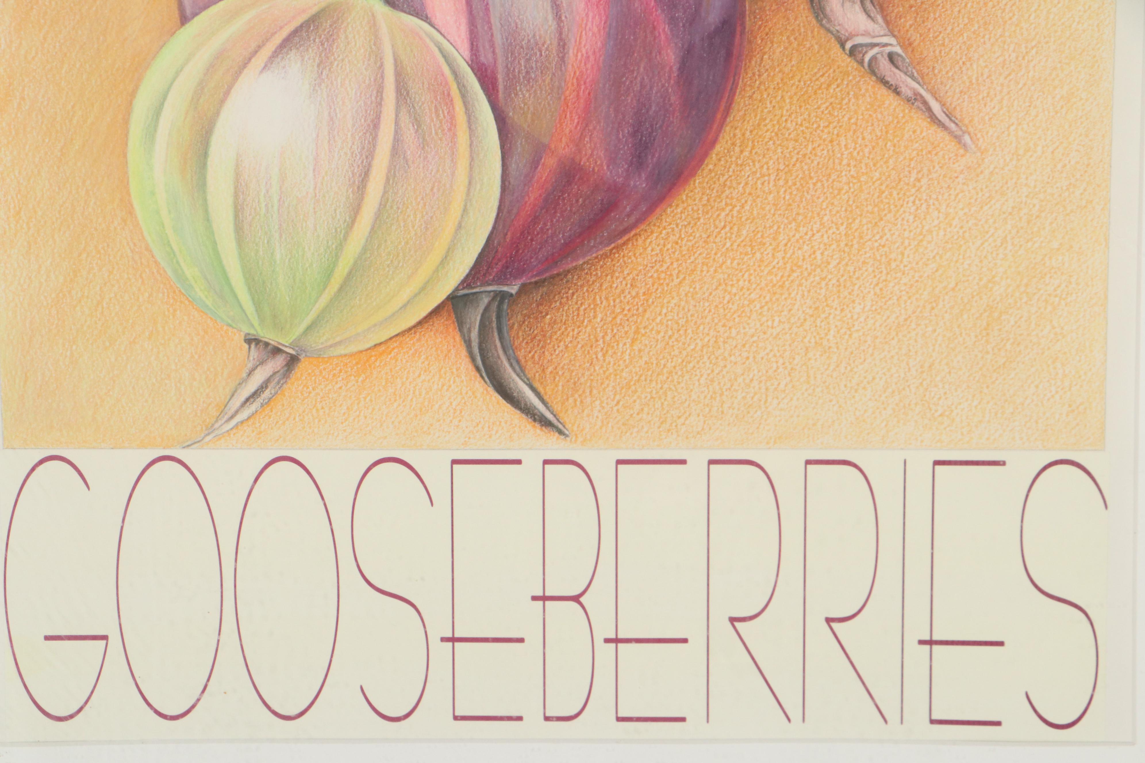 Becki Bolton Blackburn Pastel Drawing "Gooseberries," Late 20th Century