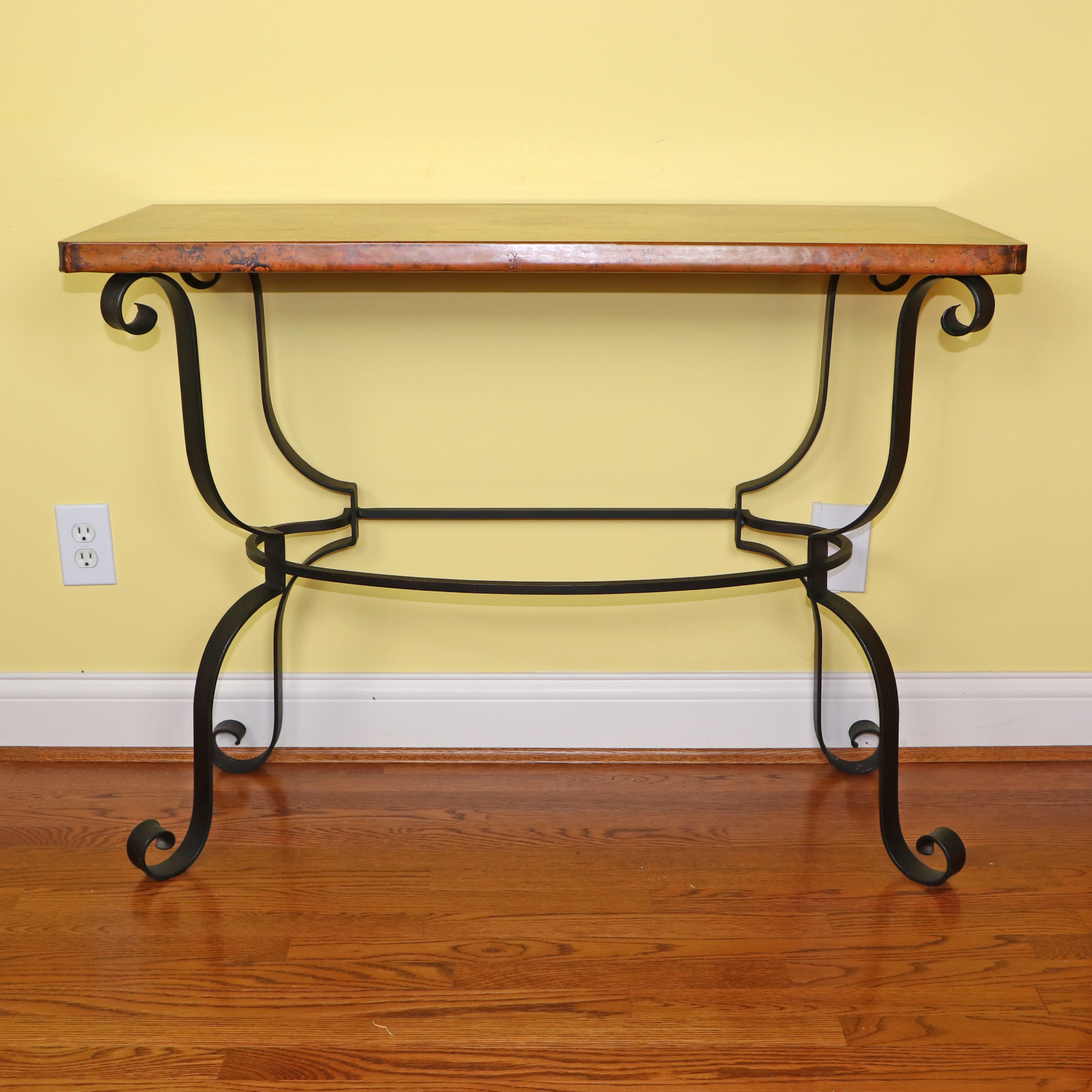 Arhaus Furniture "Normandy" Copper Top Console Table