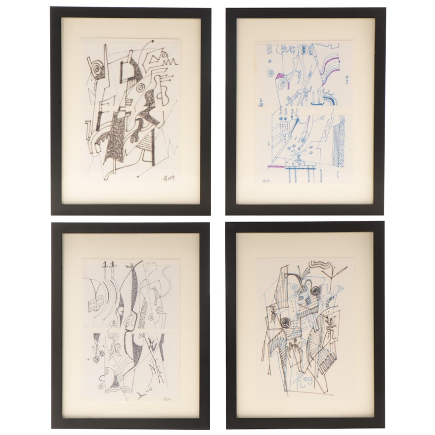Phyllis Trager Hyman Abstract Ink Drawings, 2009