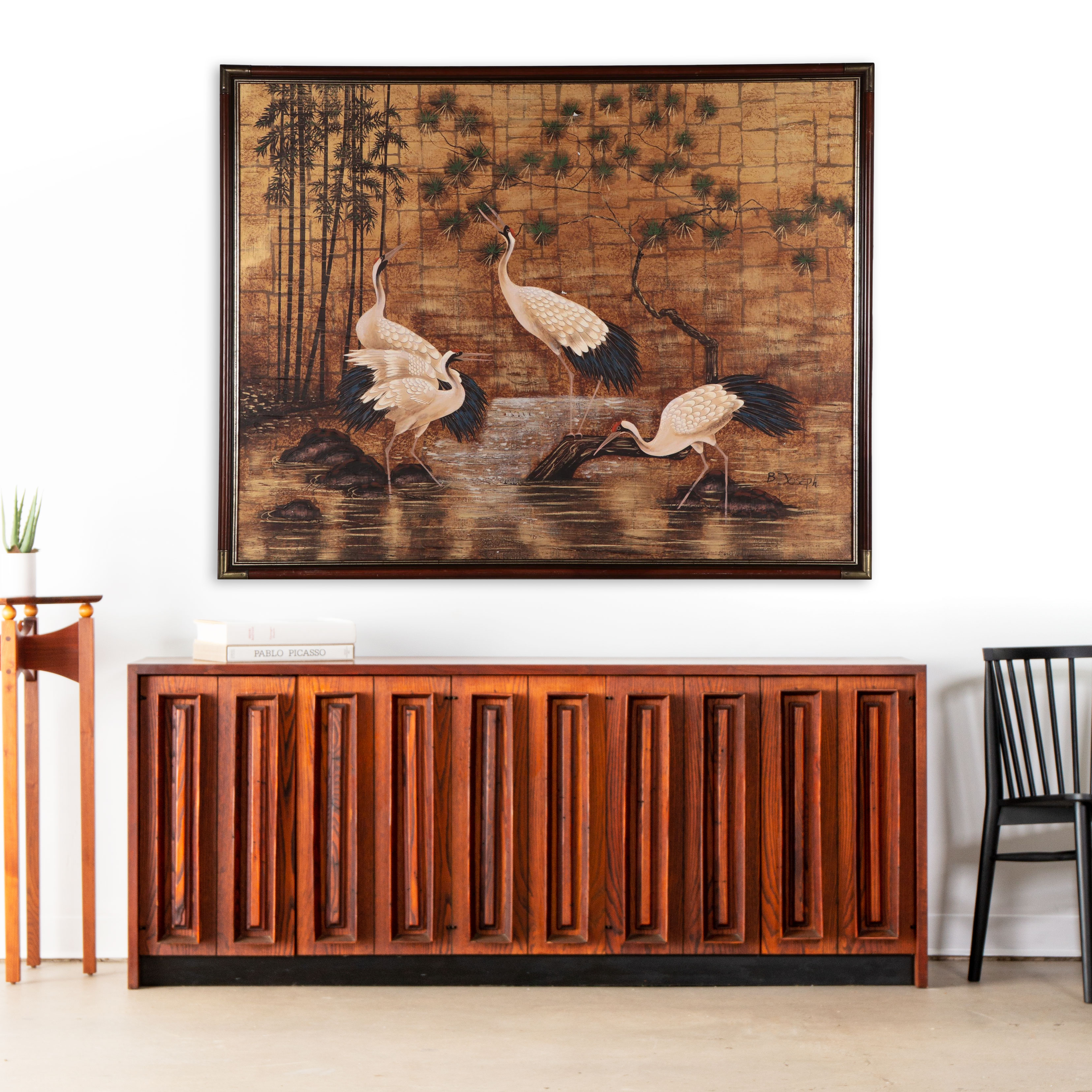 B. Joseph Acrylic Painting of Cranes