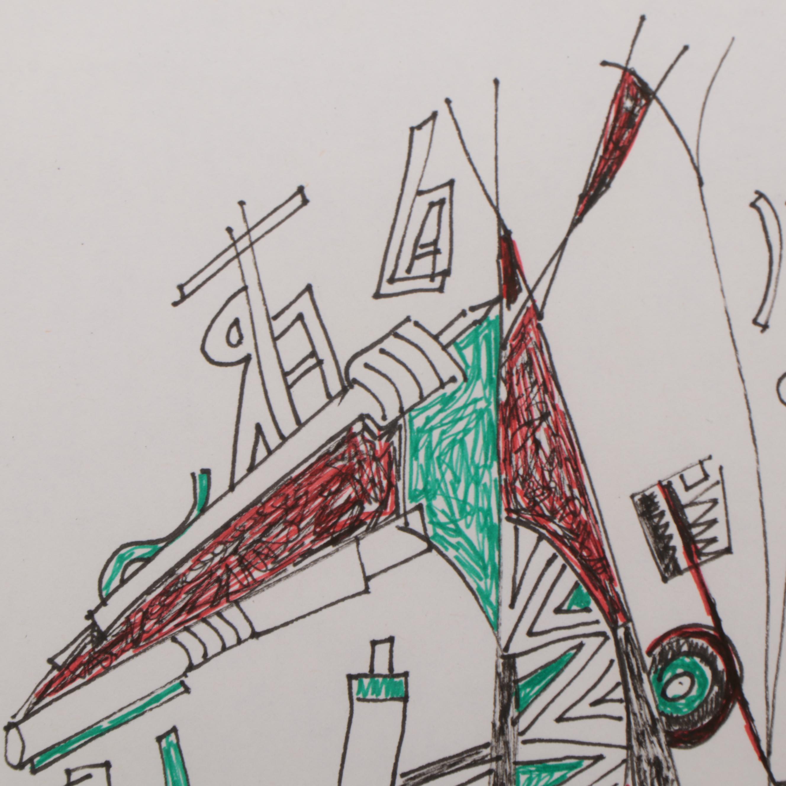 Phyllis Trager Hyman Abstract Ink Drawing, 2009