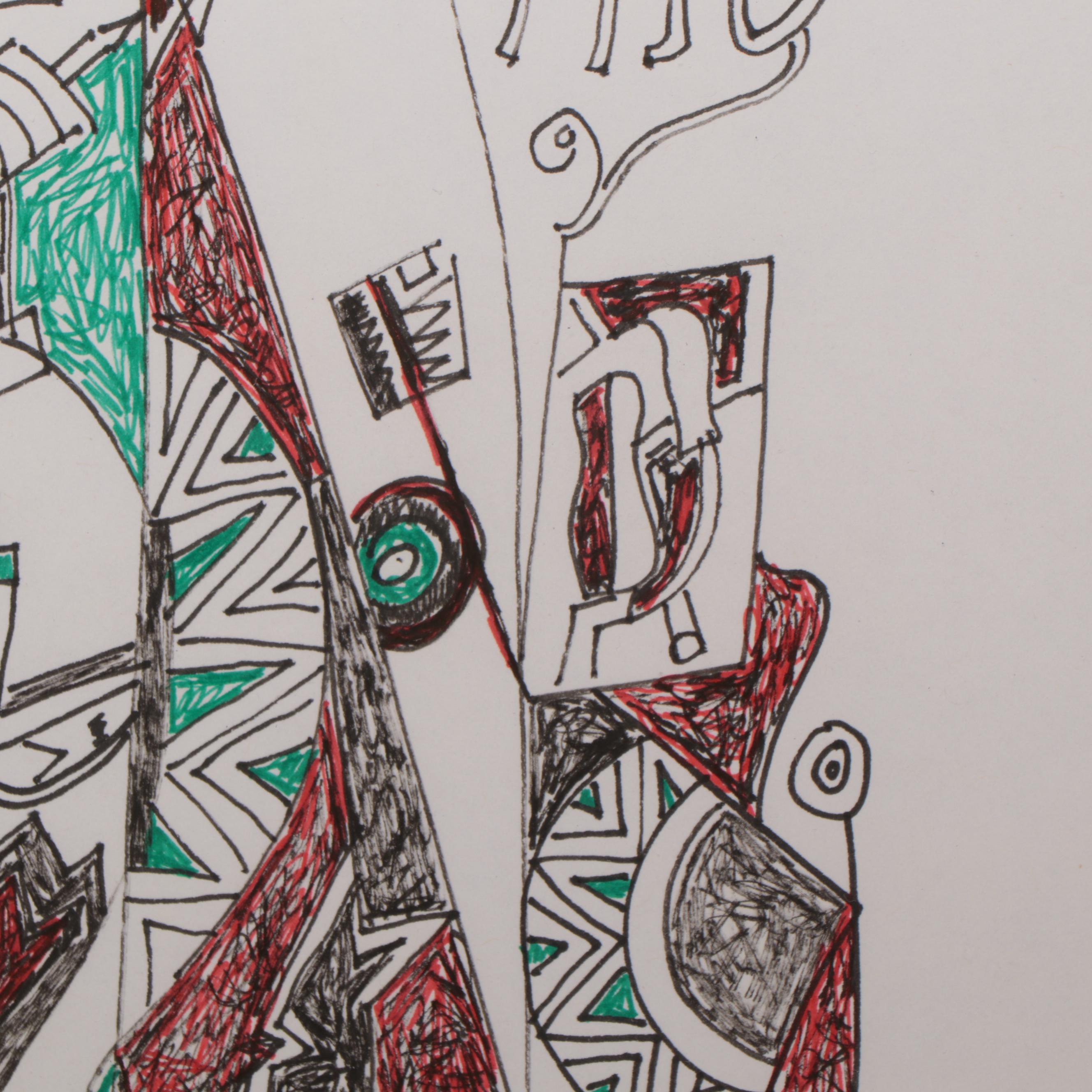 Phyllis Trager Hyman Abstract Ink Drawing, 2009