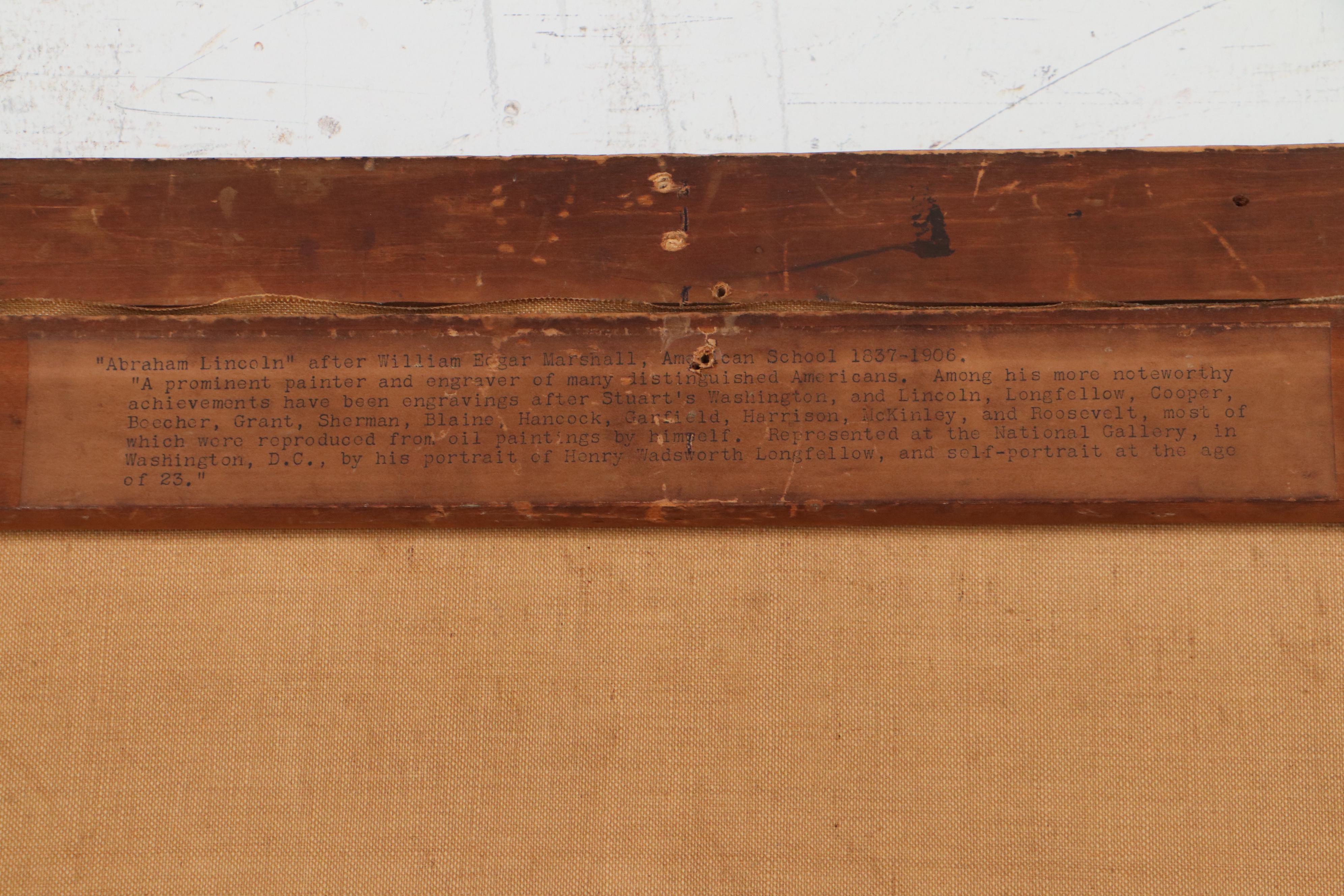 Oil Painting of Abraham Lincoln After William Edgar Marshall