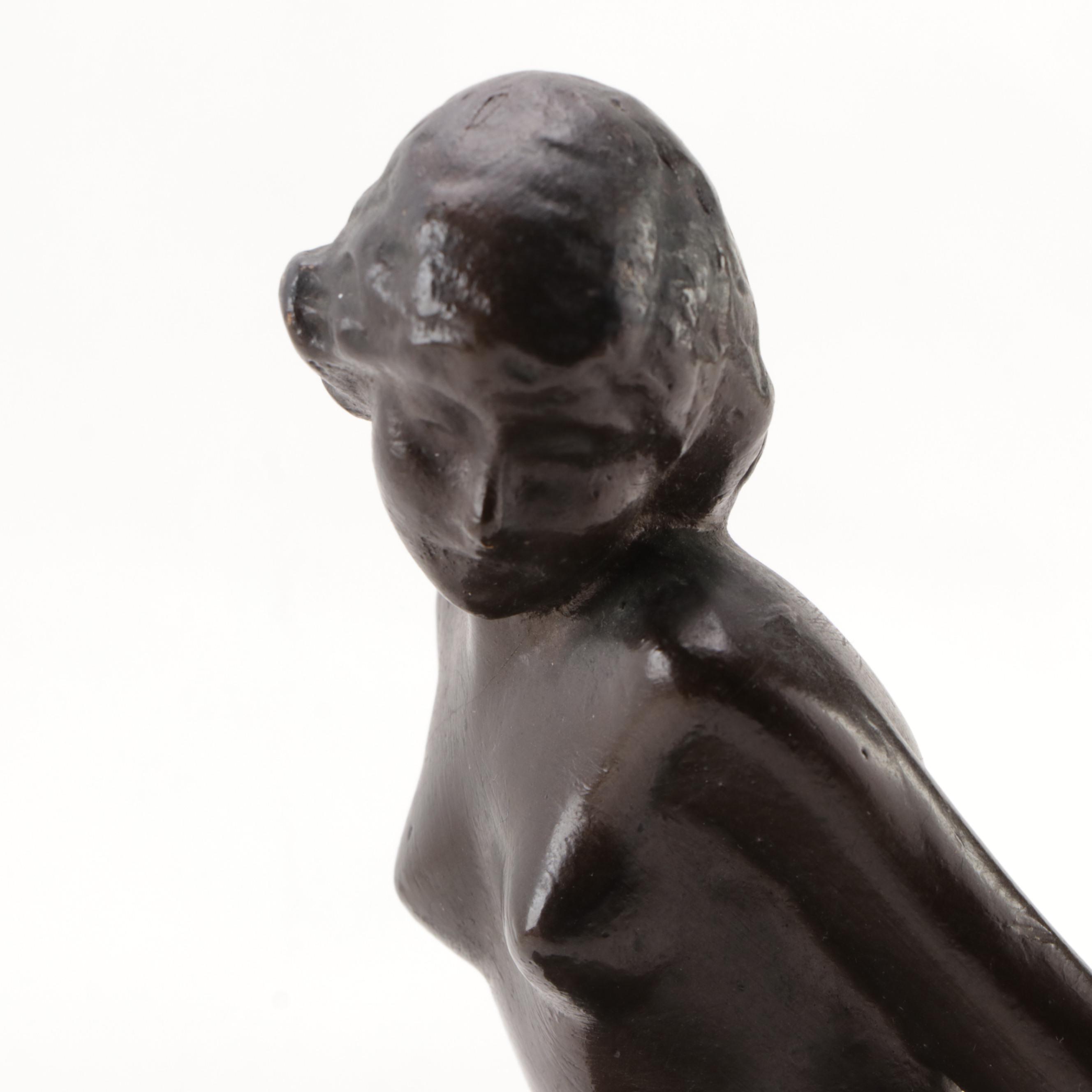 Mackey Art Deco Nude Woman TV Lamp with Pebble Glass Diffuser, 1940s