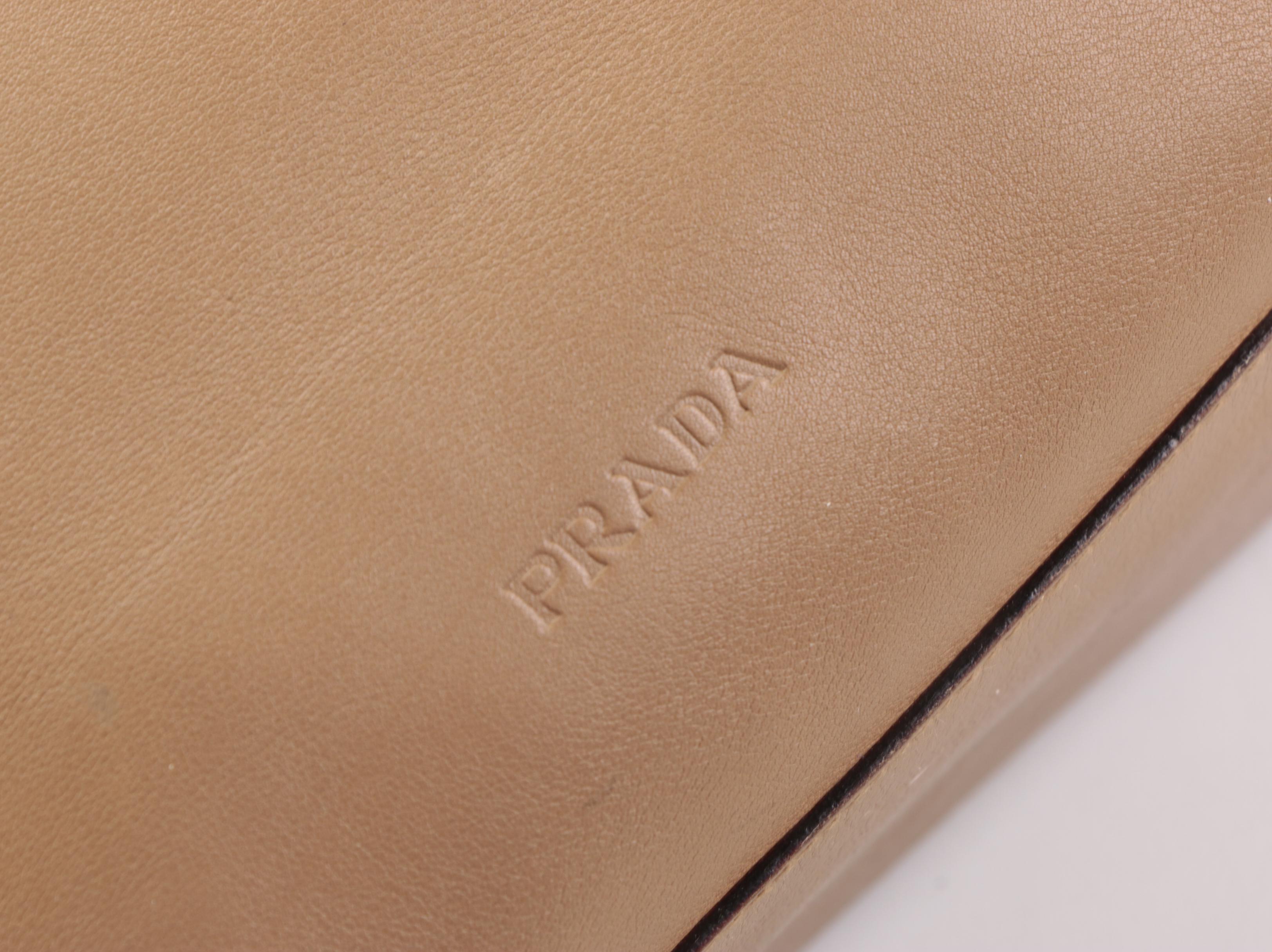 Prada Slim Tote Bag in Dark Tan Calfskin Leather