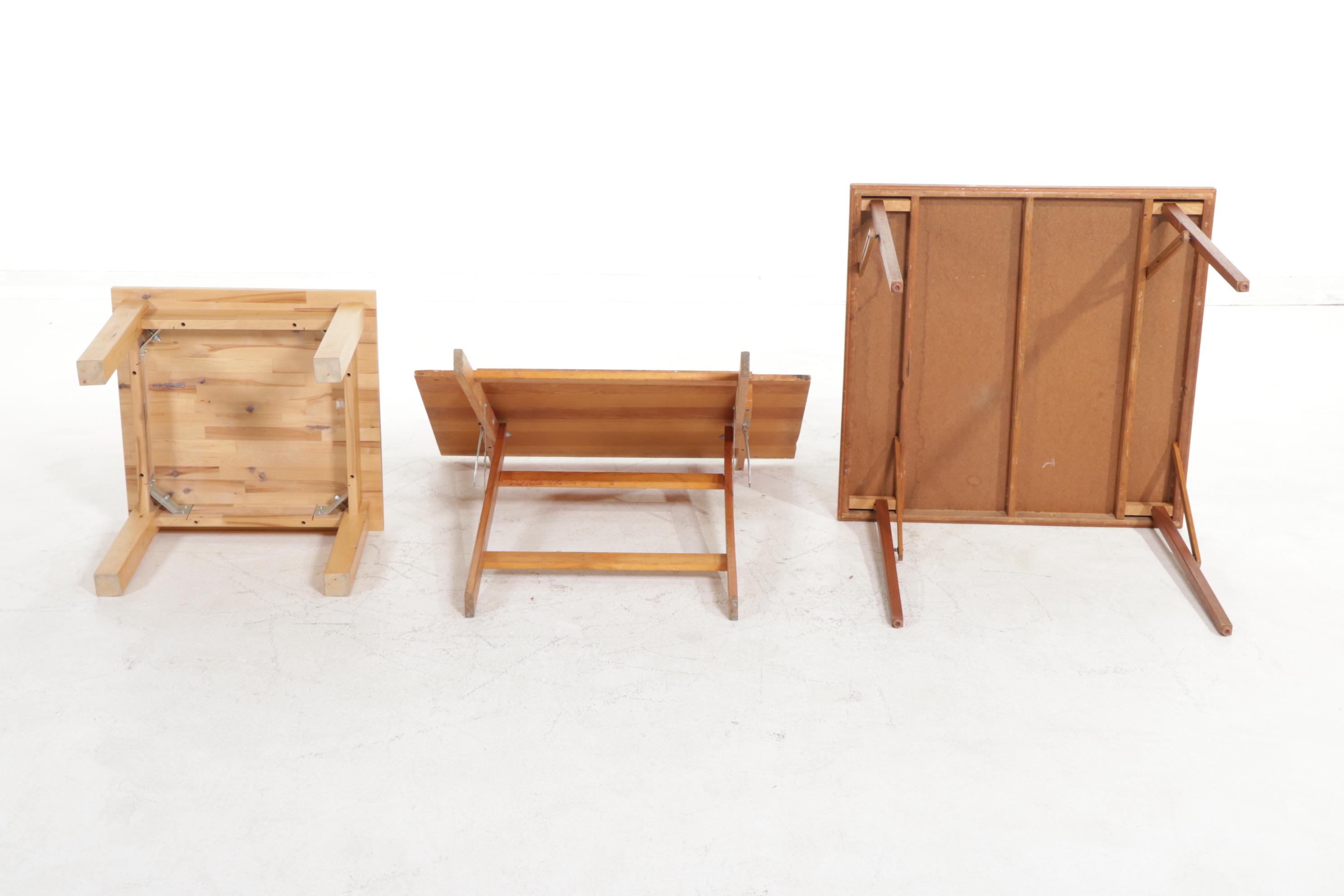 Drafting Table and Telescoping Light, Folding Card Table and IKEA Side Table