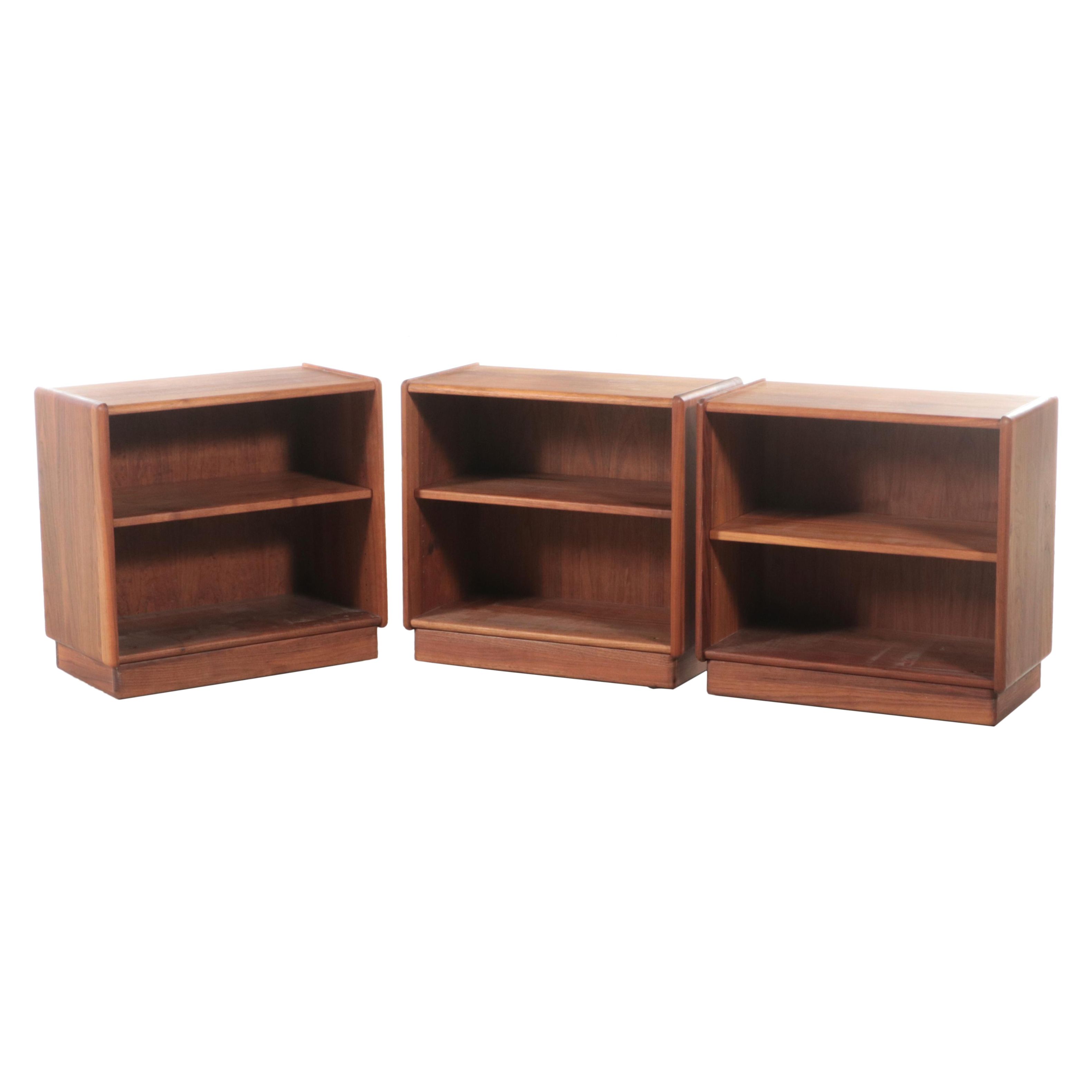 Three Danish Modern Style Walnut Low Media Bookcases