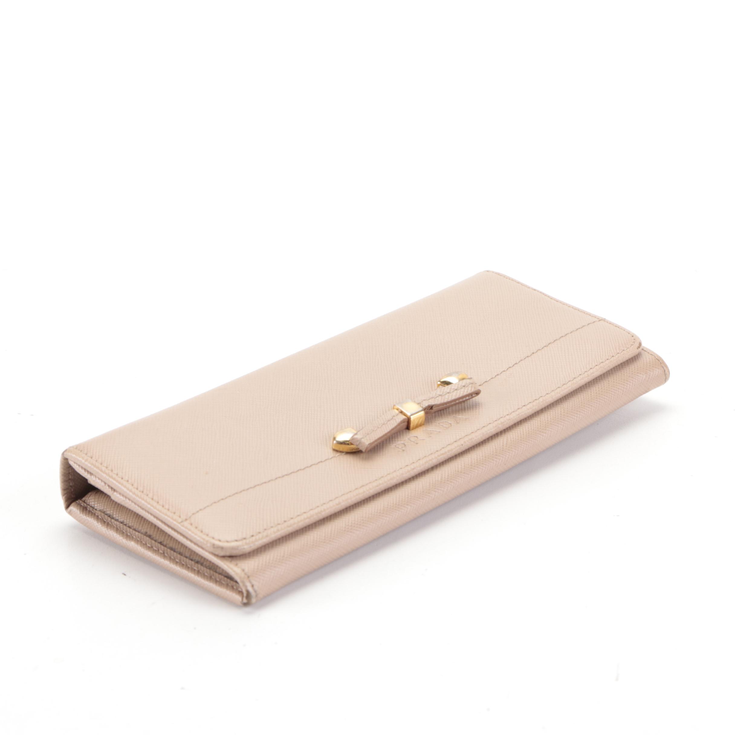 Prada Long Wallet in Light Blush Saffiano Leather
