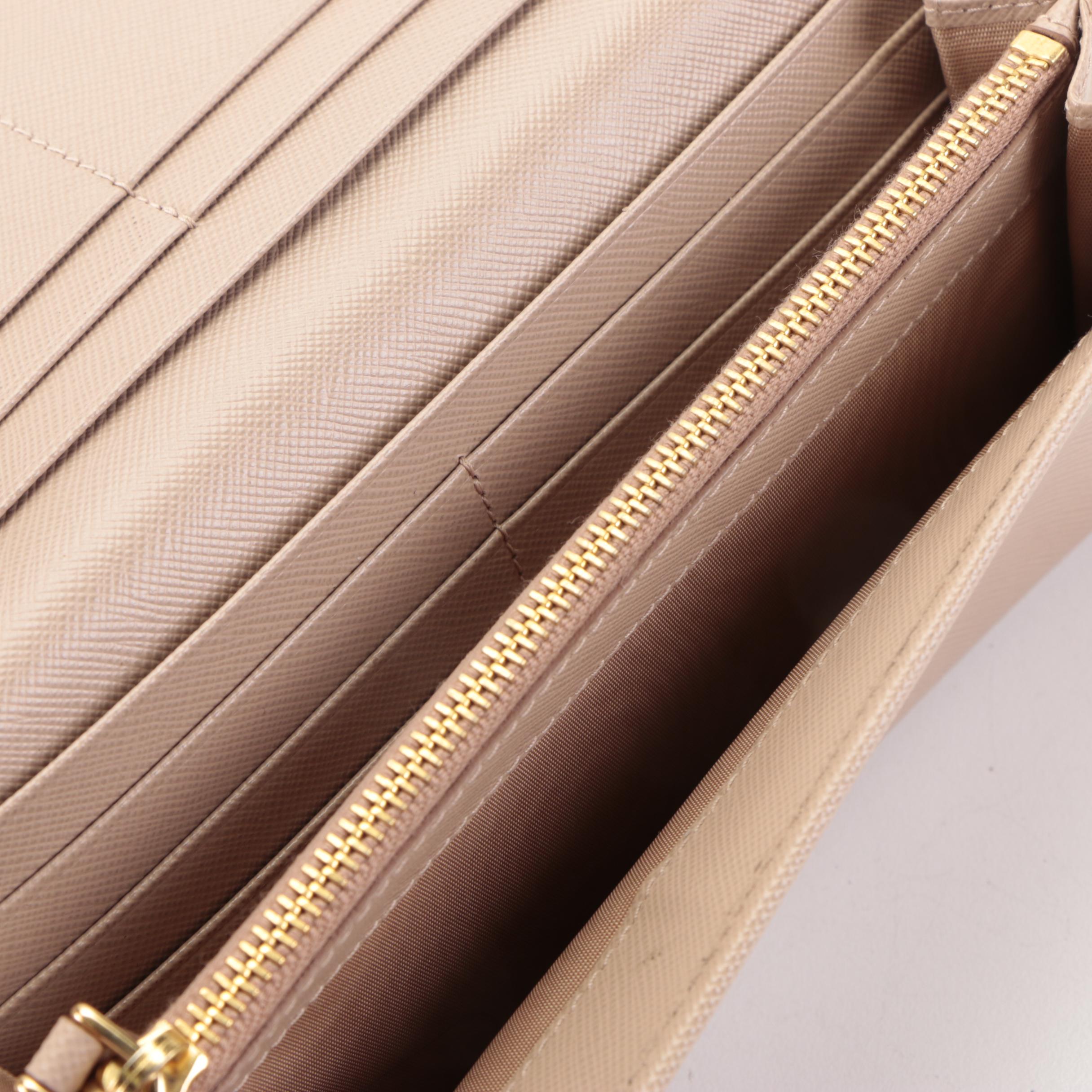 Prada Long Wallet in Light Blush Saffiano Leather