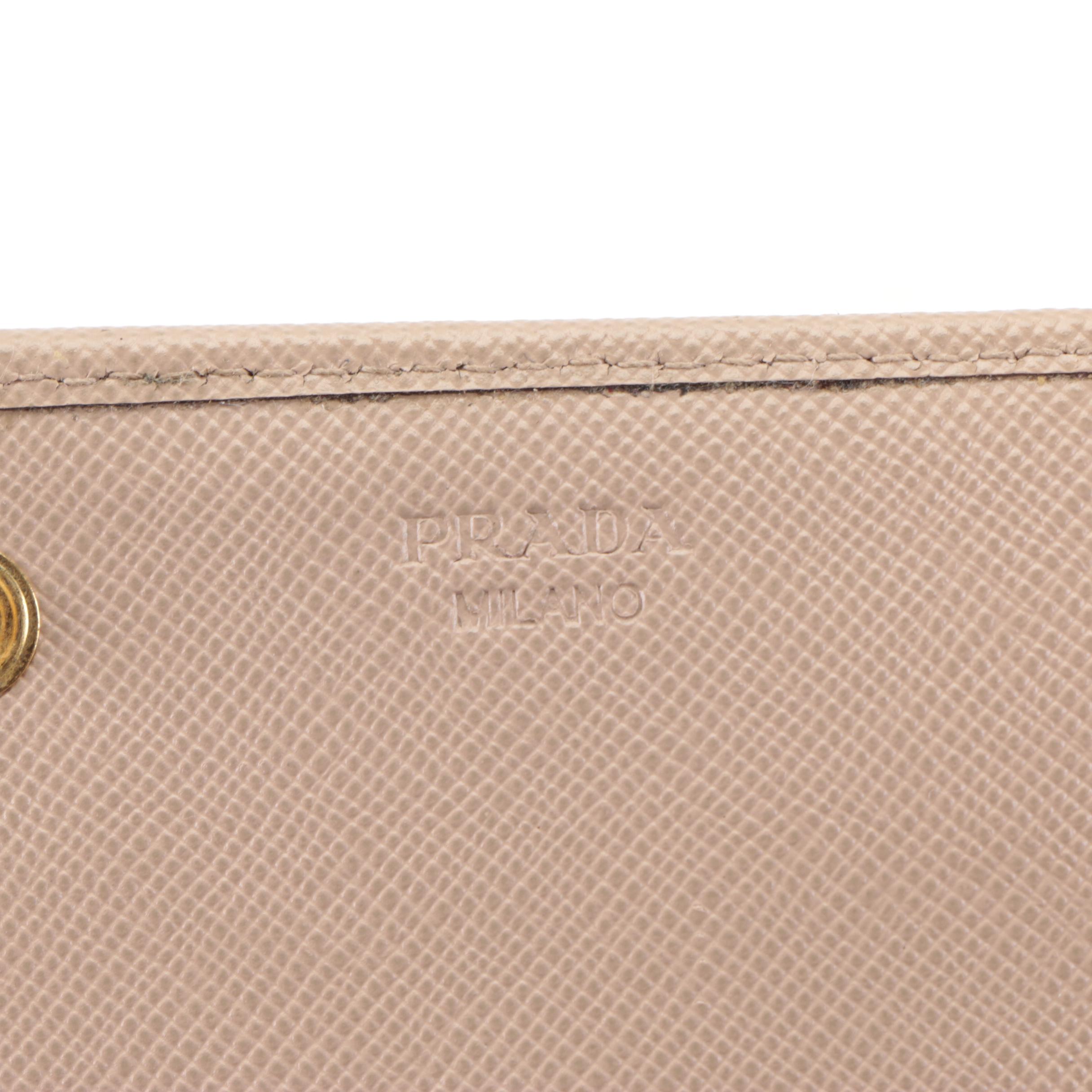Prada Long Wallet in Light Blush Saffiano Leather