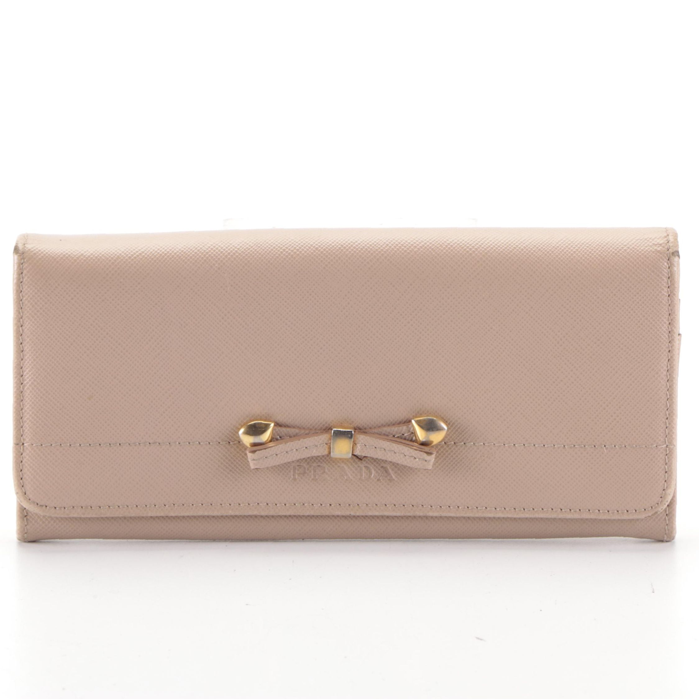 Prada Long Wallet in Light Blush Saffiano Leather
