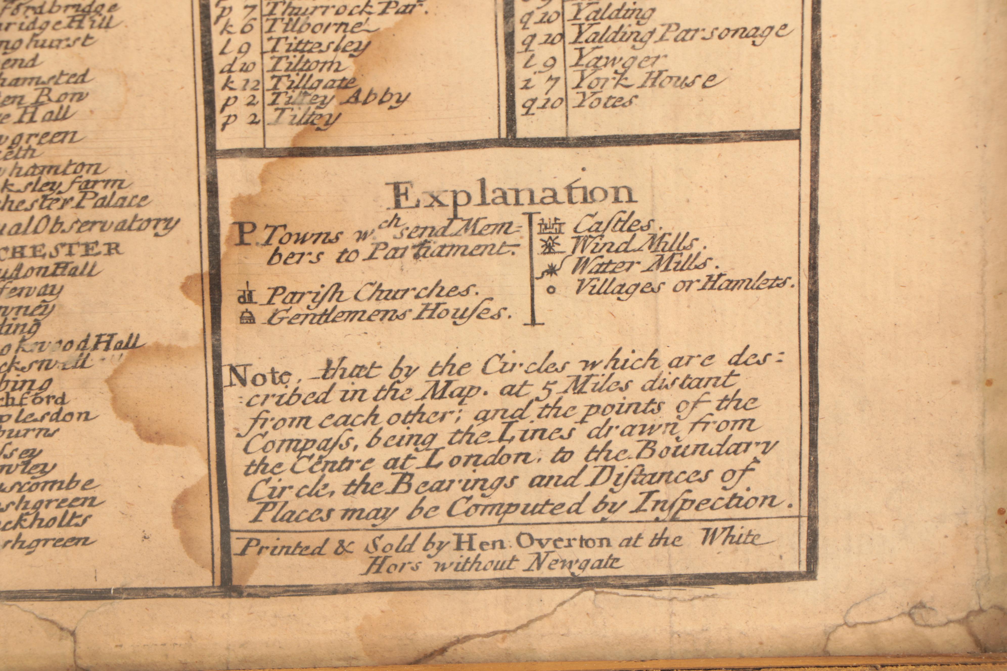 Thomas Bowles Hand-Colored Engraving Map of London, circa 1740