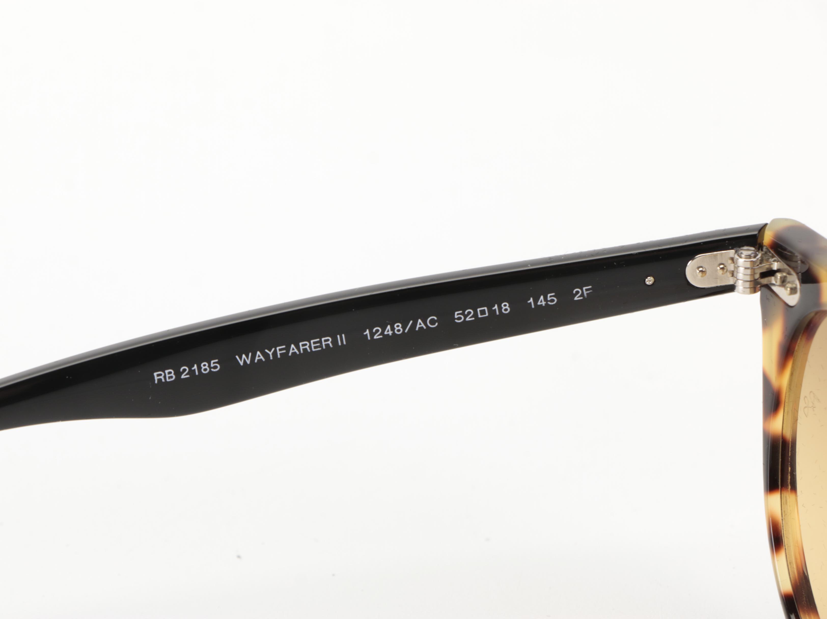 Ray-Ban RB2185 Wayfarer II Classic Sunglasses in Beige Havana with Case and Box