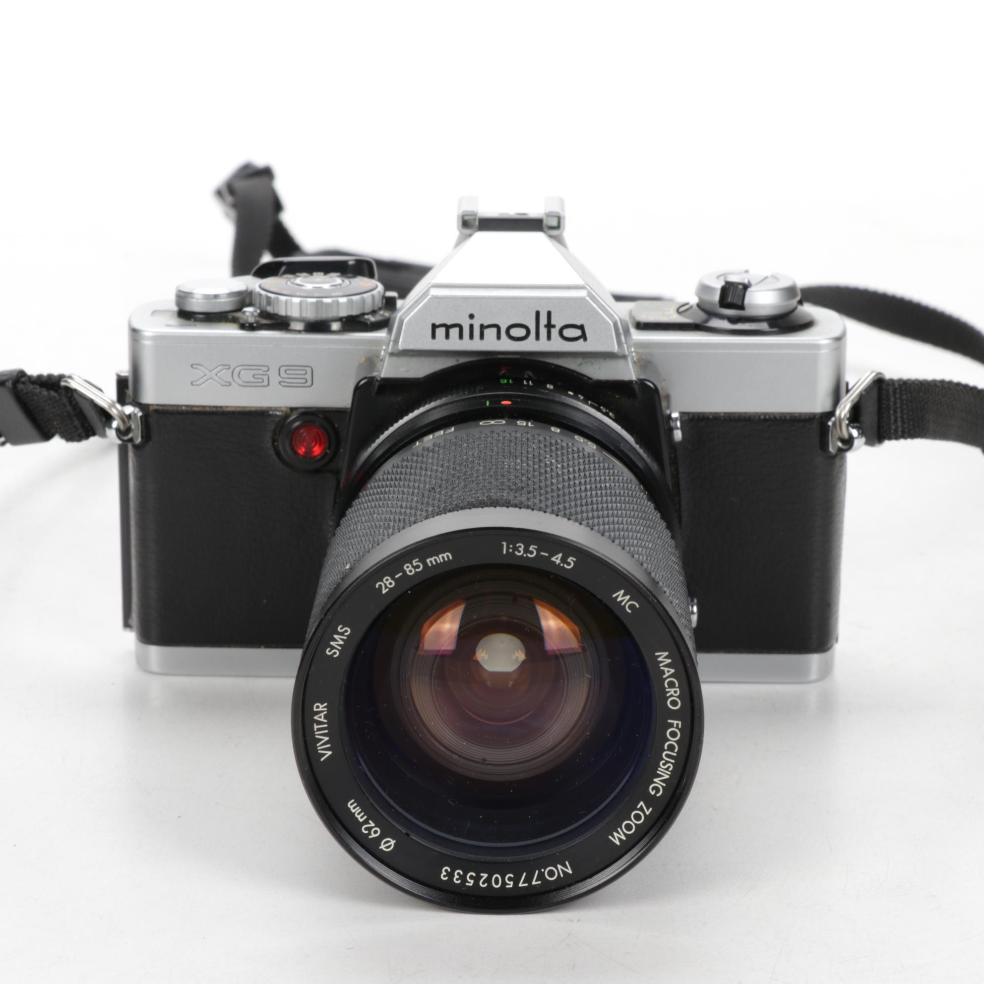 Minolta Maxxum 400si, XG9 and Nikon Point-and-Shoot Cameras with Accessories