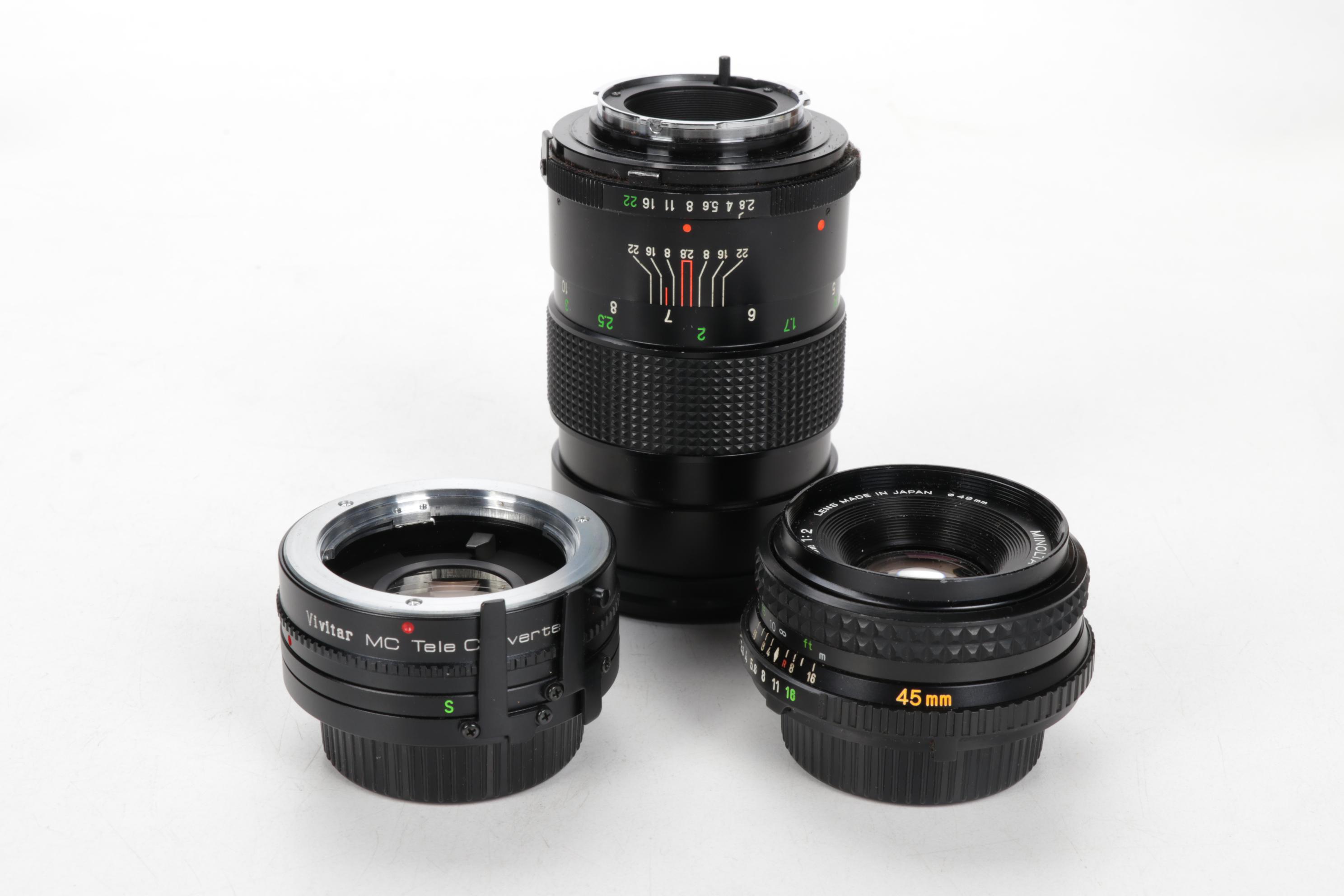 Minolta Maxxum 400si, XG9 and Nikon Point-and-Shoot Cameras with Accessories