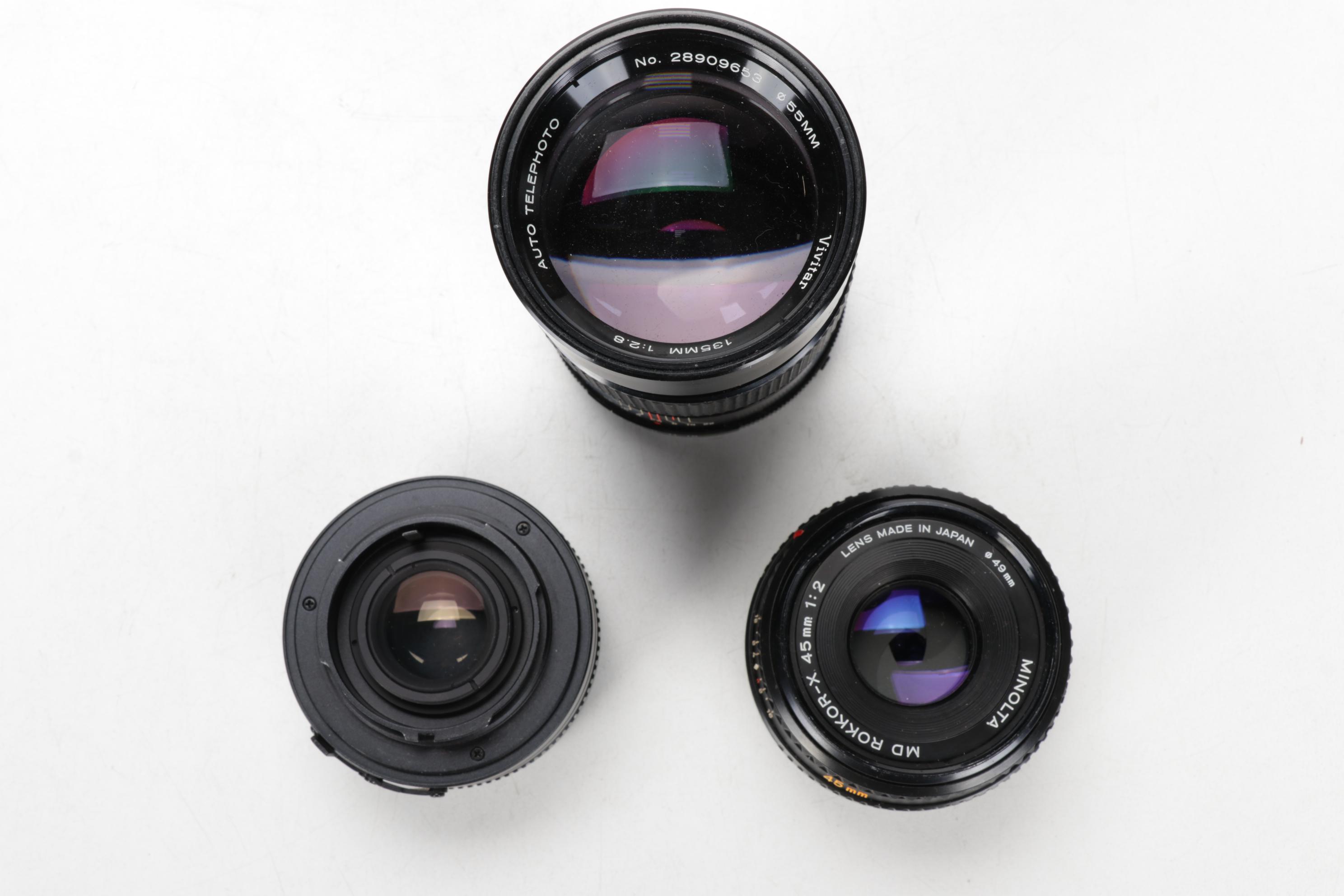 Minolta Maxxum 400si, XG9 and Nikon Point-and-Shoot Cameras with Accessories