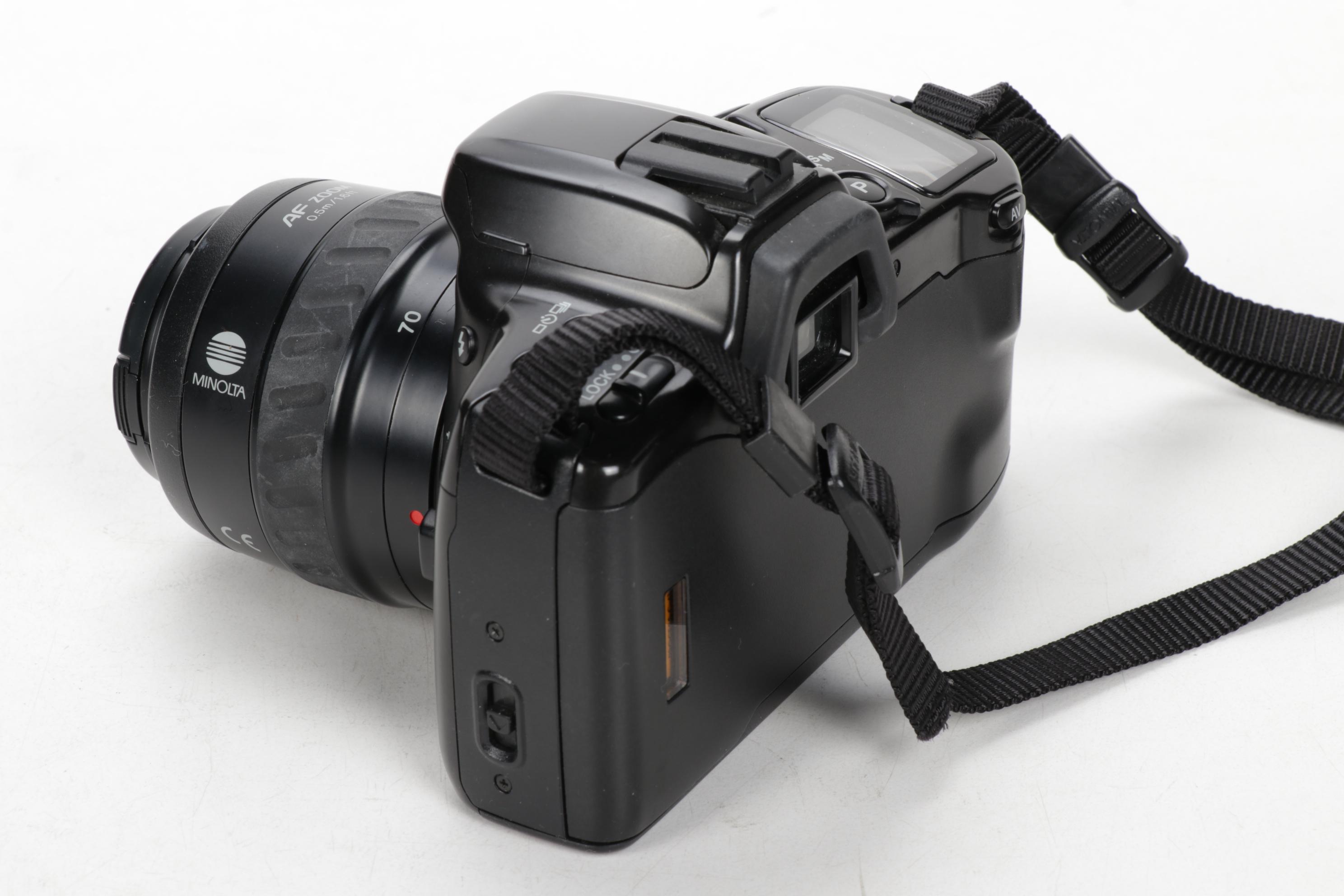 Minolta Maxxum 400si, XG9 and Nikon Point-and-Shoot Cameras with Accessories