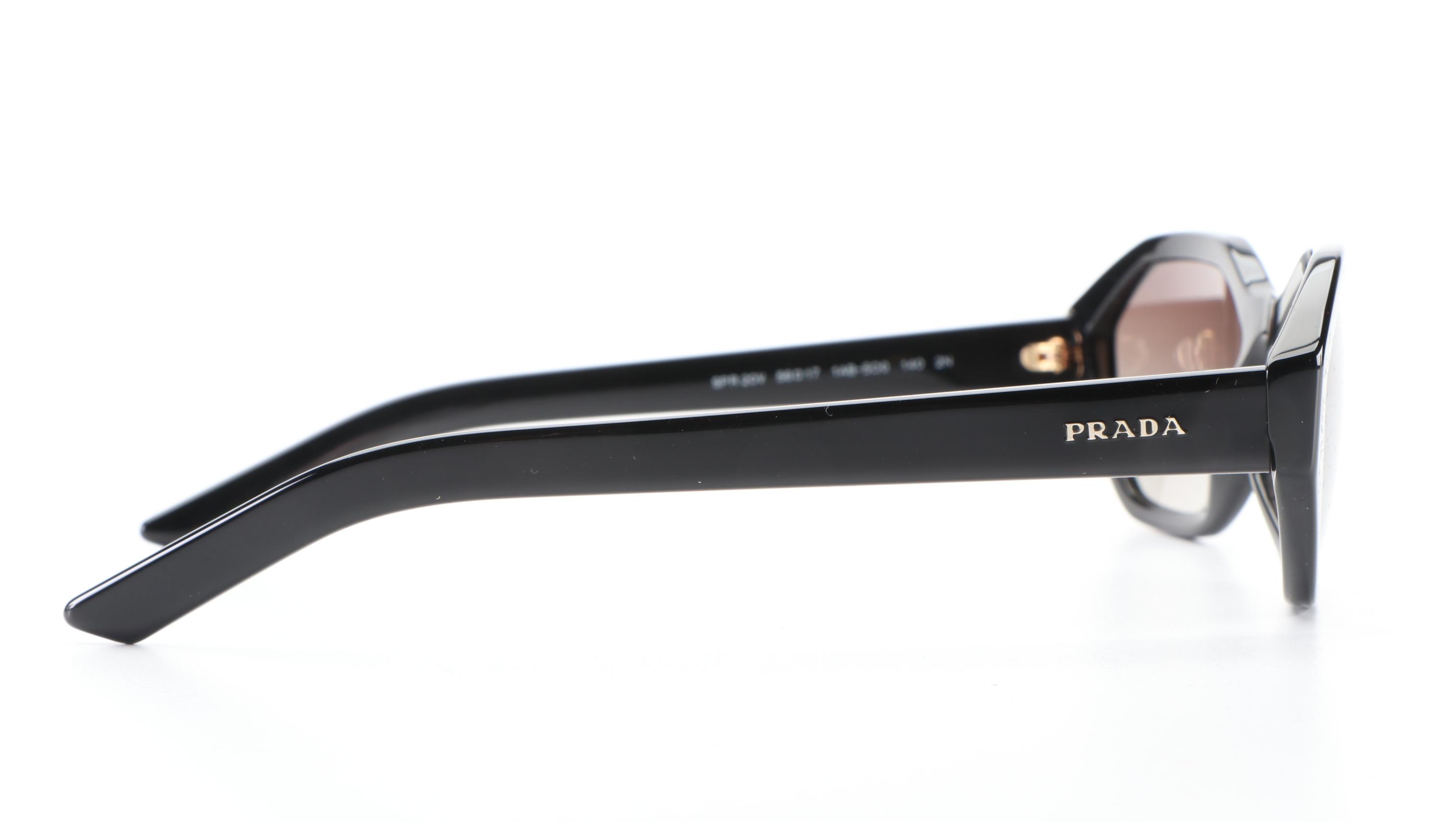 Prada SPR20V Geometric Sunglasses in Black with Case and Box
