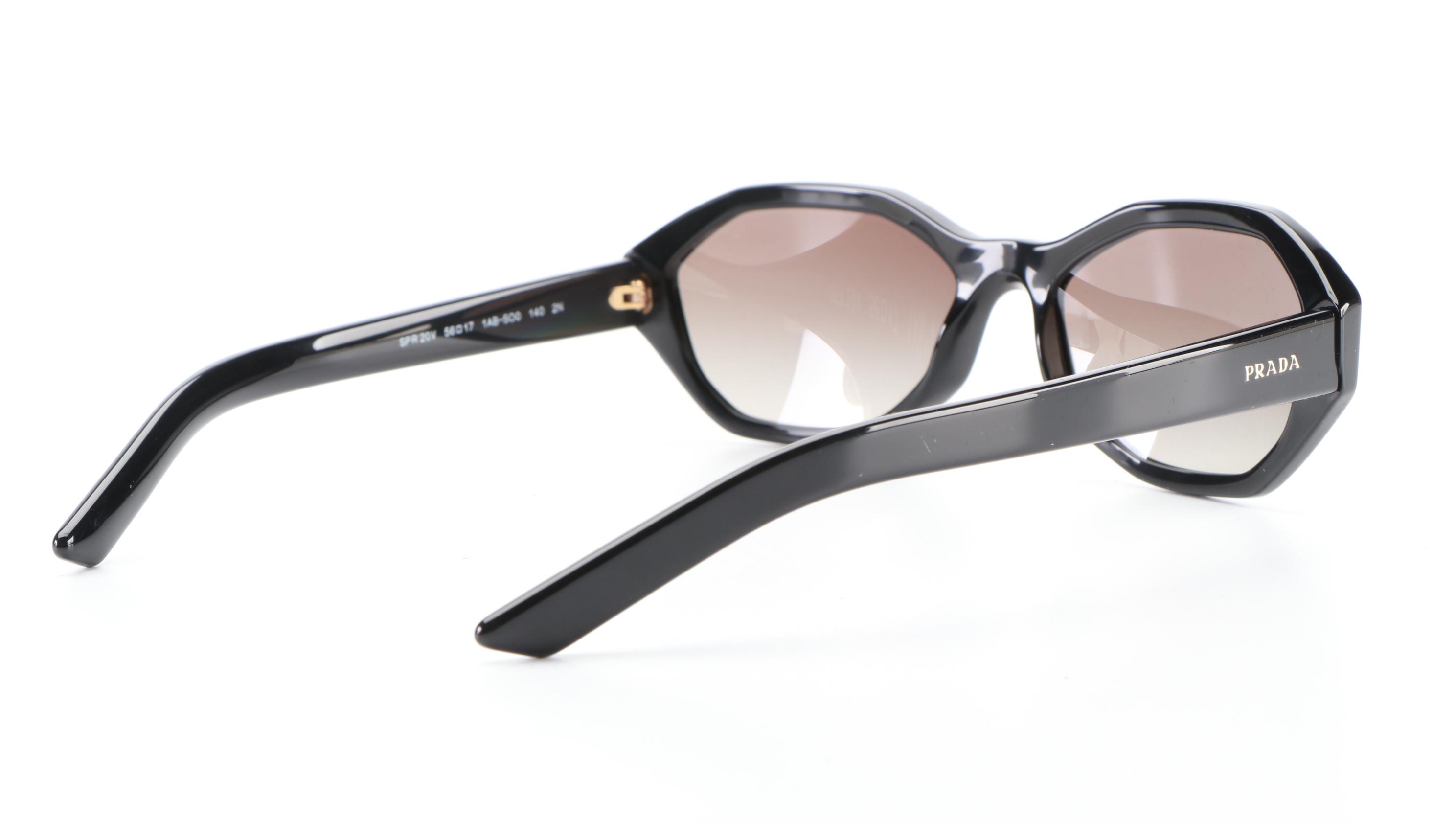 Prada SPR20V Geometric Sunglasses in Black with Case and Box