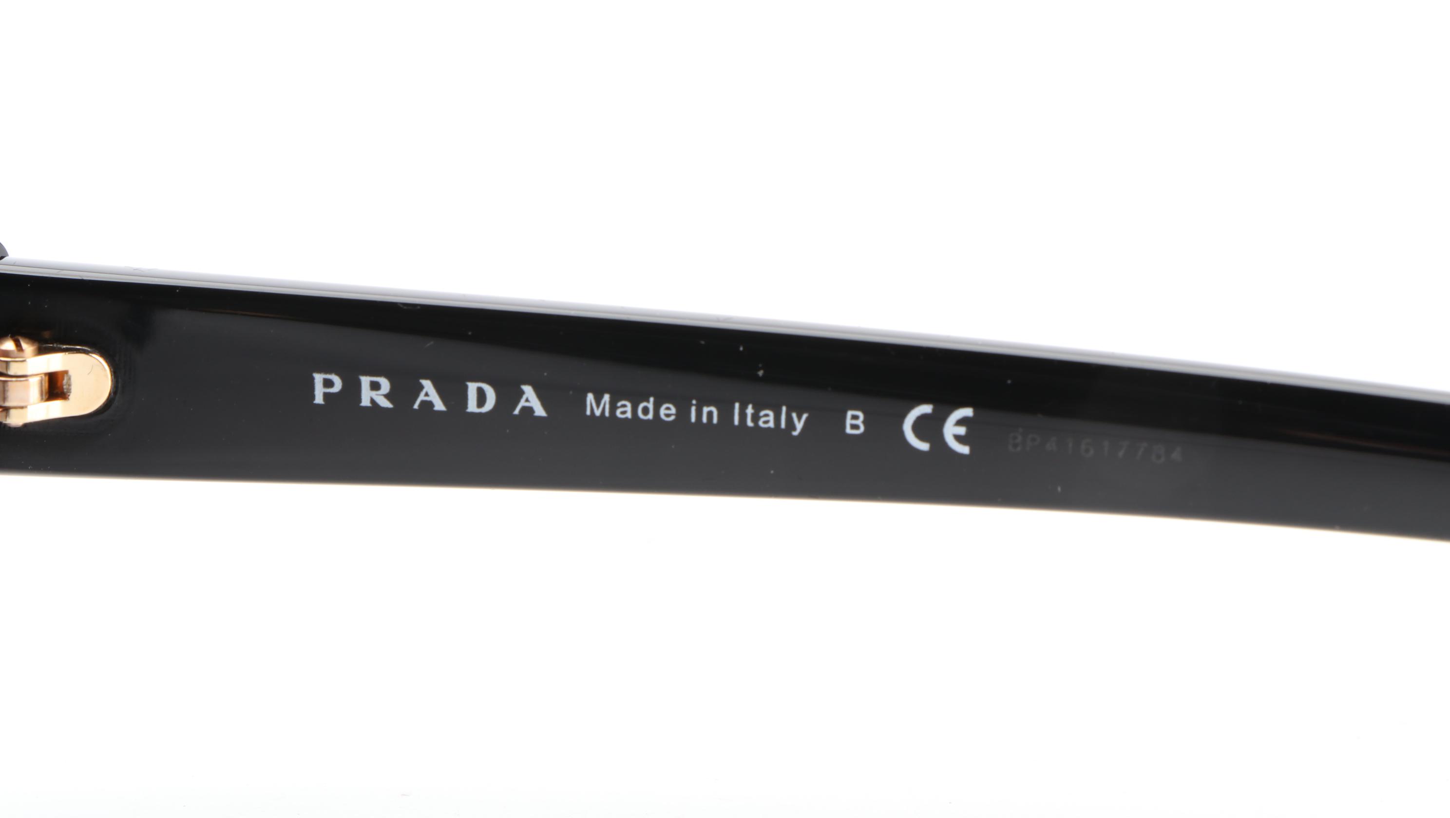 Prada SPR20V Geometric Sunglasses in Black with Case and Box