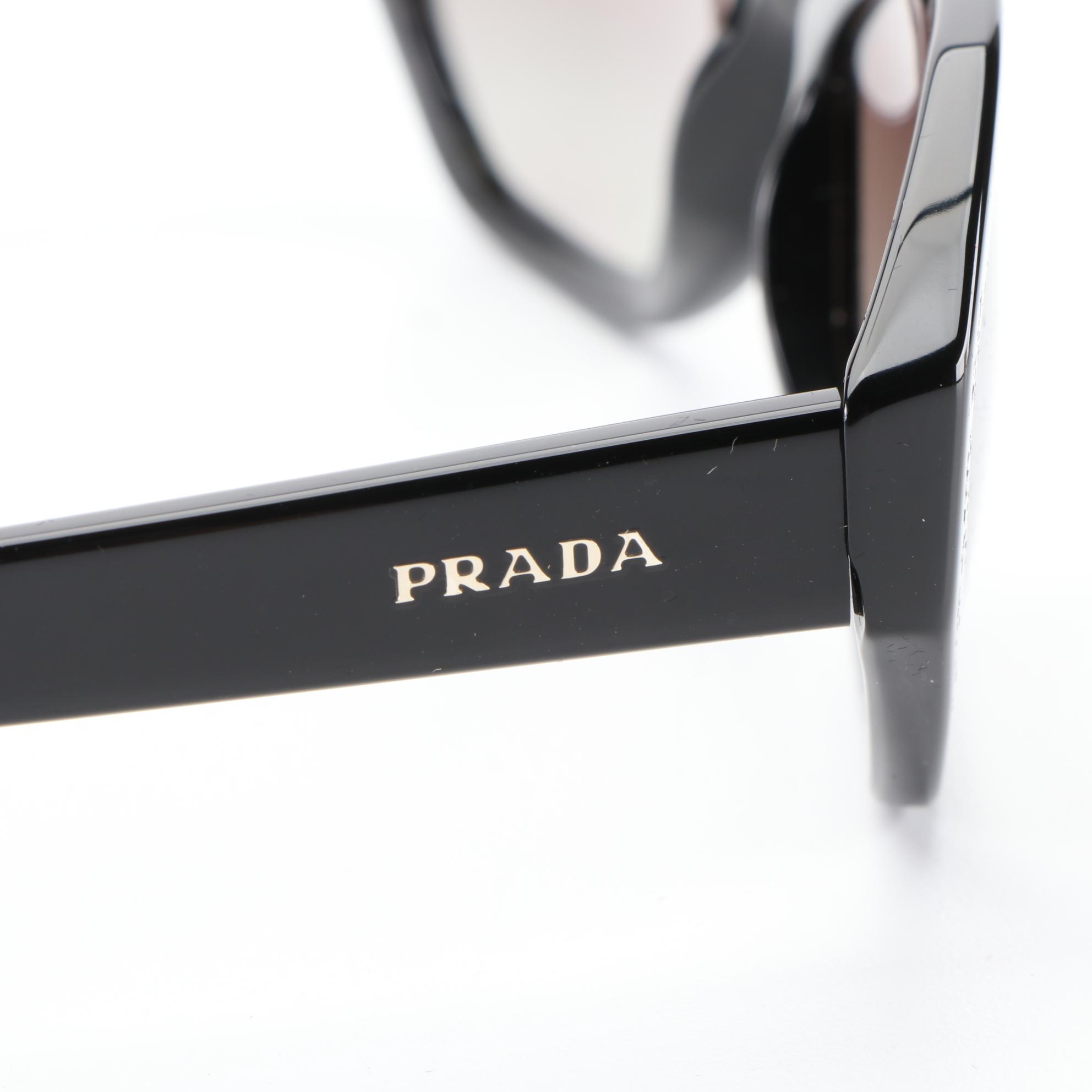 Prada SPR20V Geometric Sunglasses in Black with Case and Box