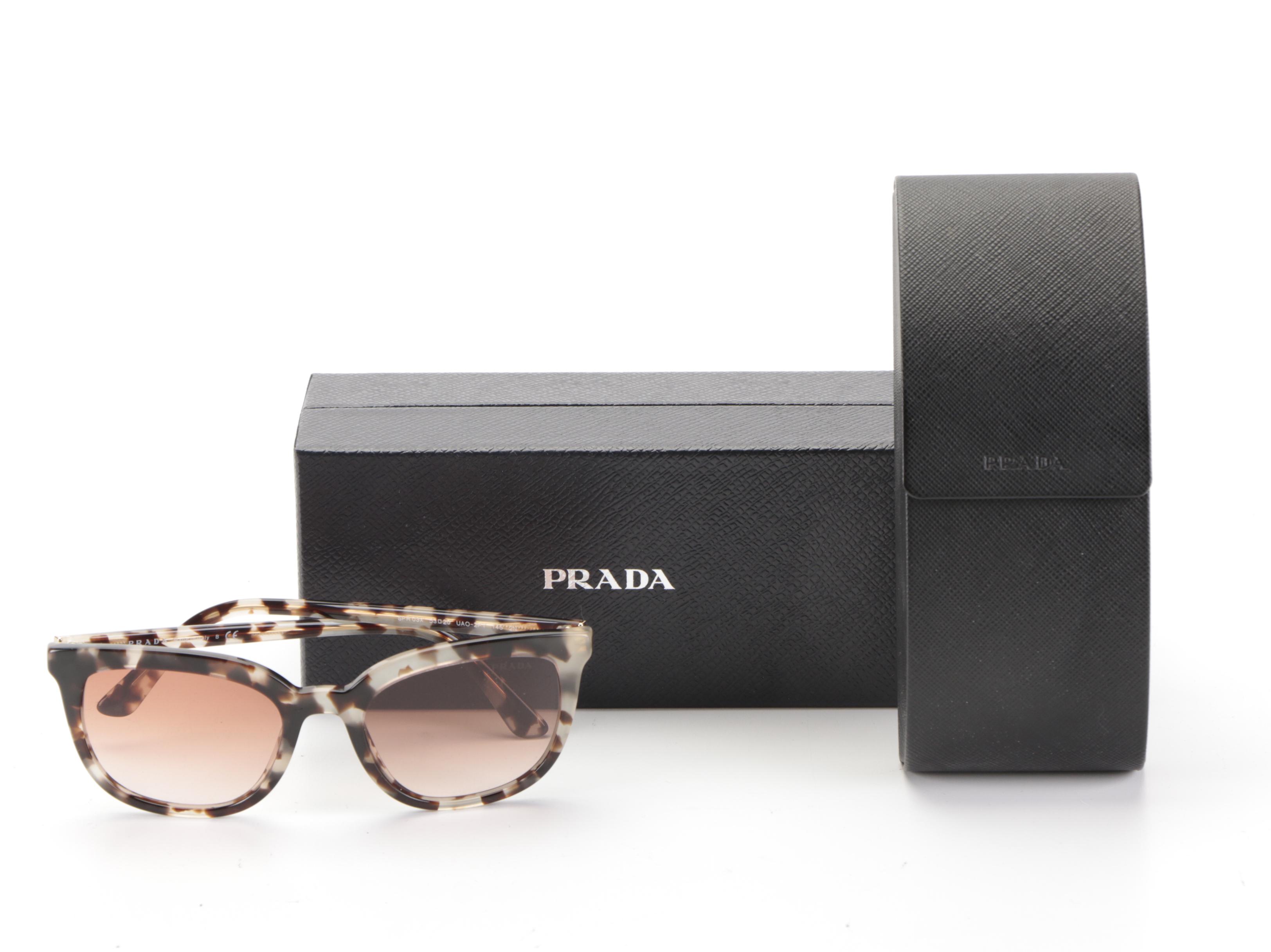 Prada SPR 03X Browline Style Sunglasses with Case and Box