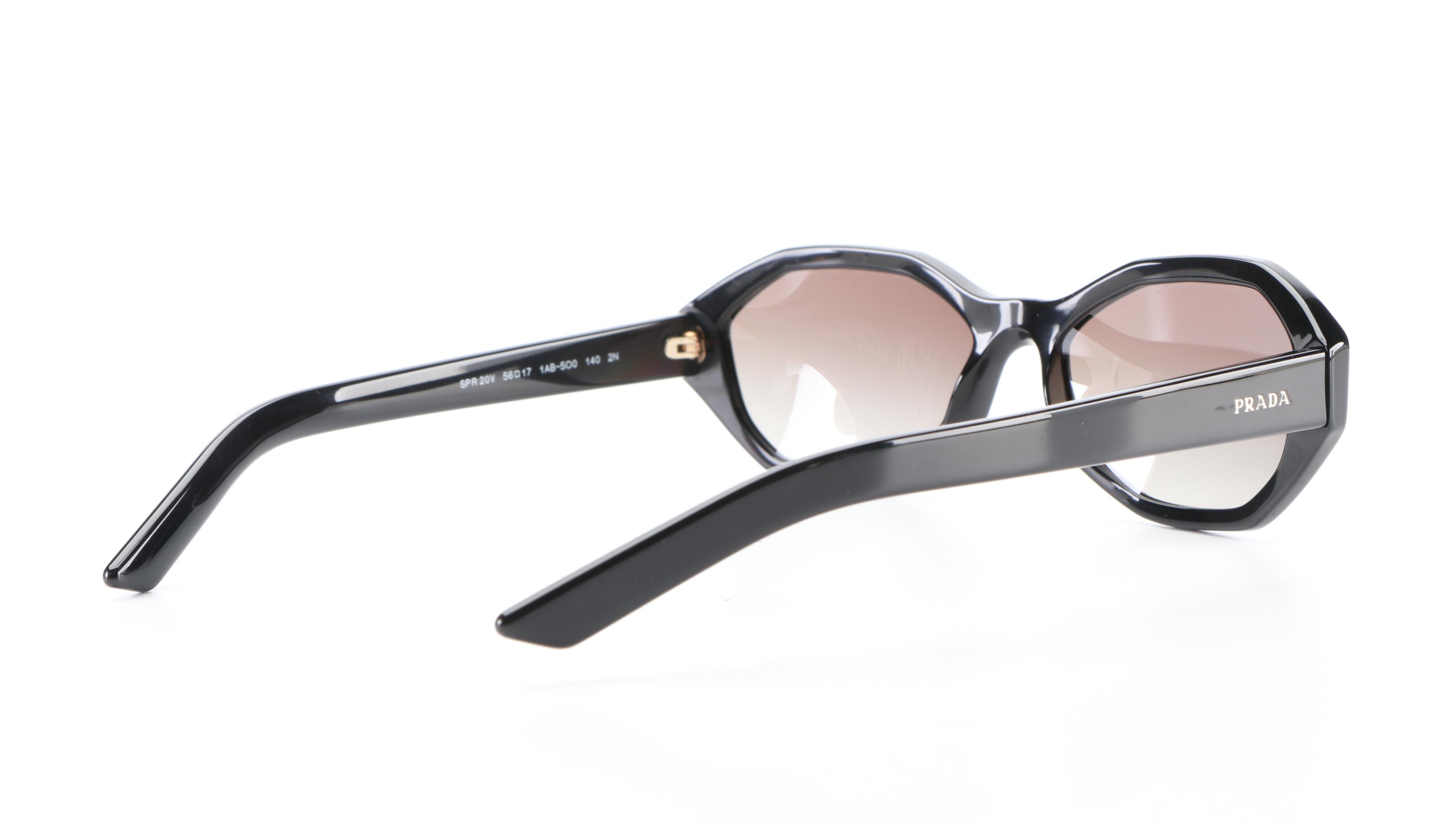 Prada SPR20V Geometric Sunglasses in Black with Case and Box