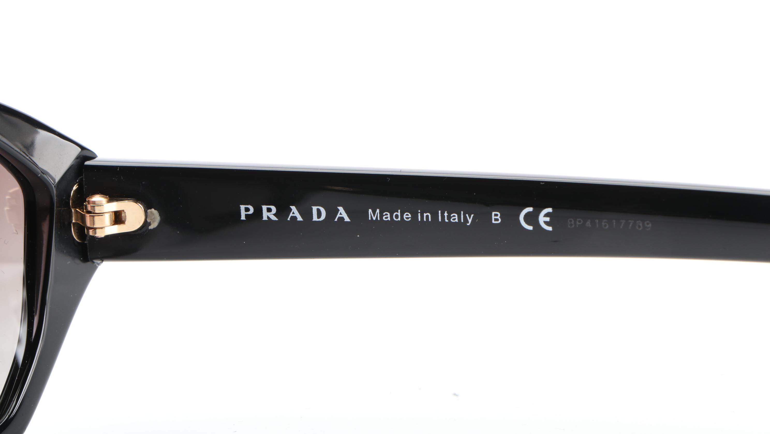 Prada SPR20V Geometric Sunglasses in Black with Case and Box