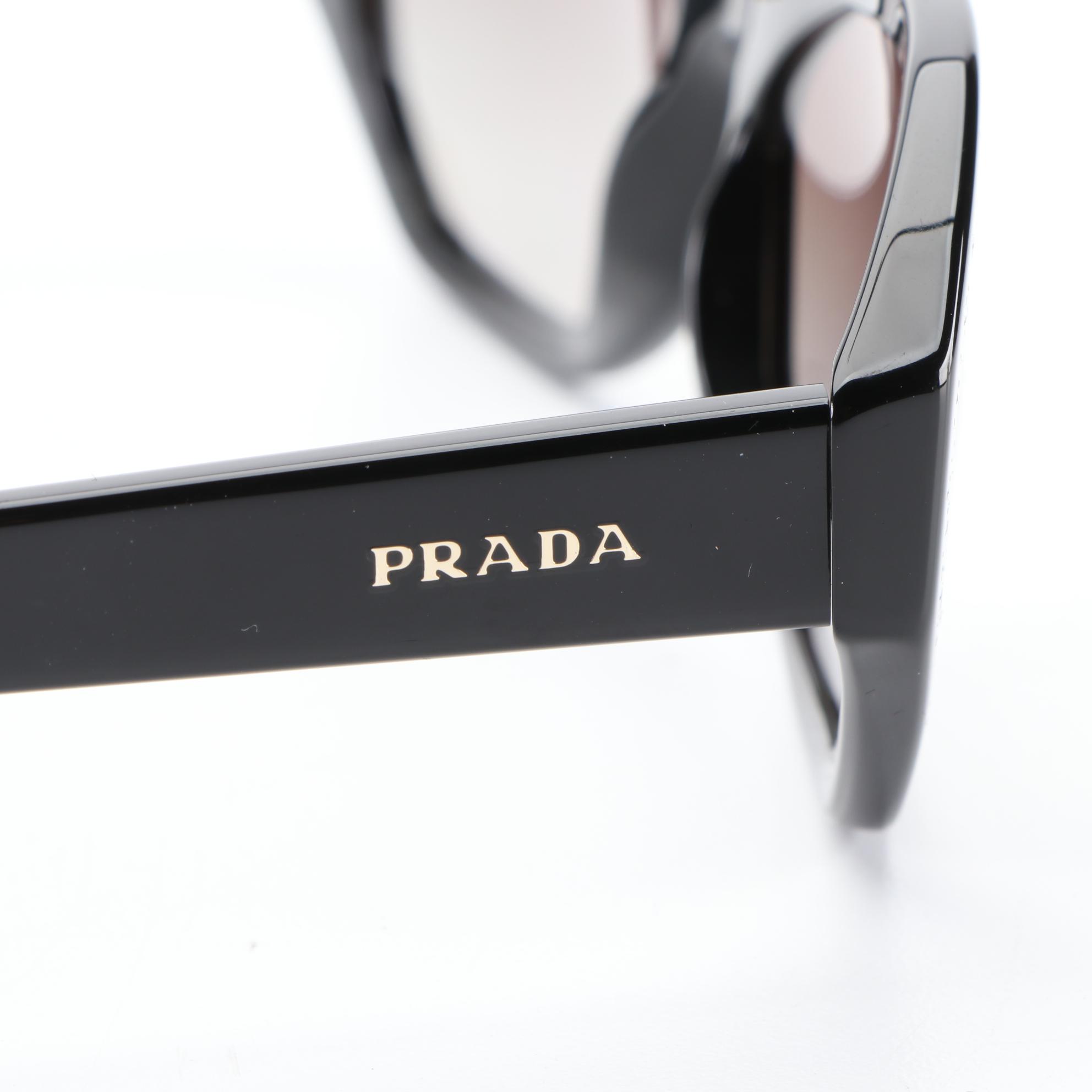 Prada SPR20V Geometric Sunglasses in Black with Case and Box