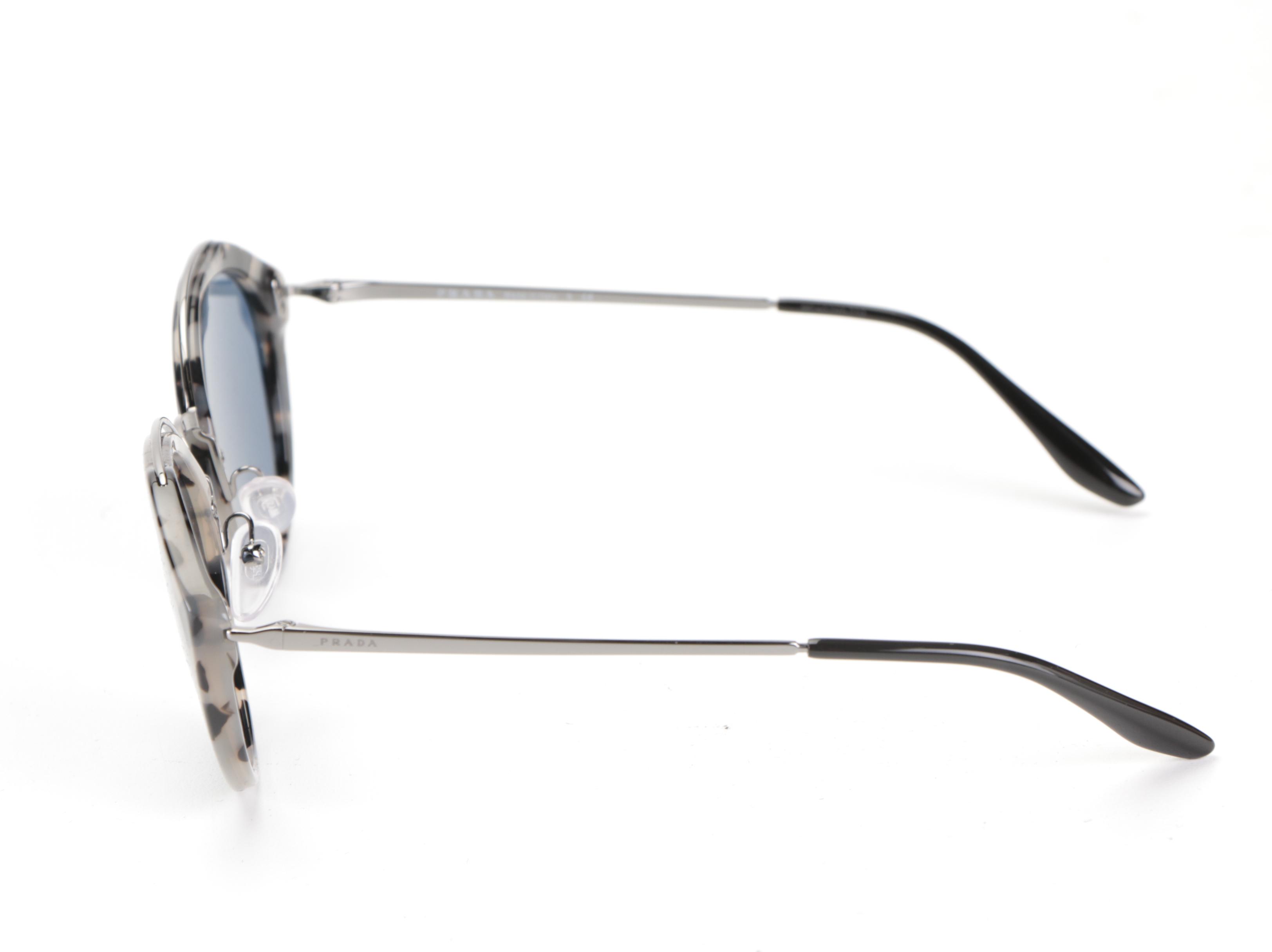 Prada SPR18U Round Sunglasses in Spotted Opal with Case and Box