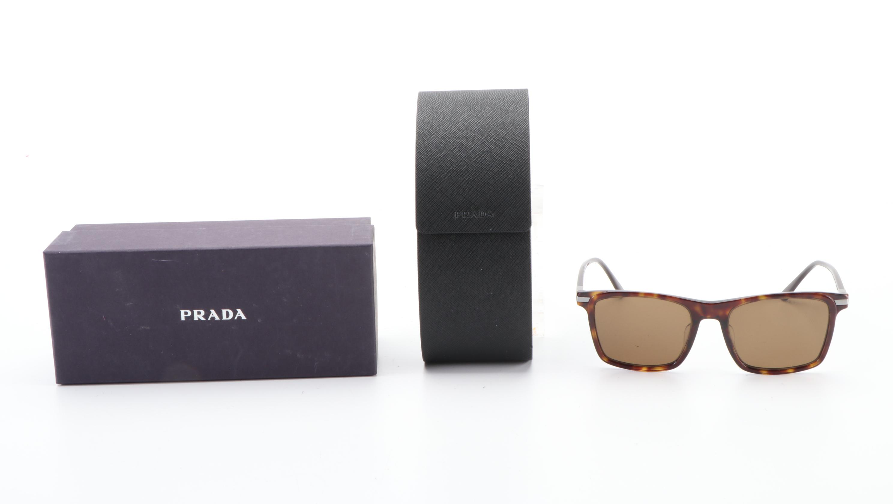 Men's Prada SPR19SX-F Square Polarized Sunglasses with Case and Box