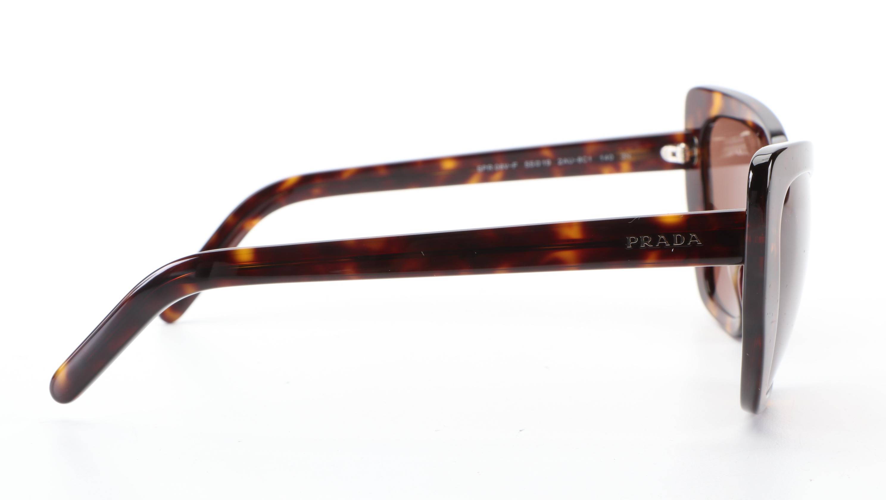 Prada SPR08V-F Modified Cat Eye Sunglasses in Havana with Case and Box